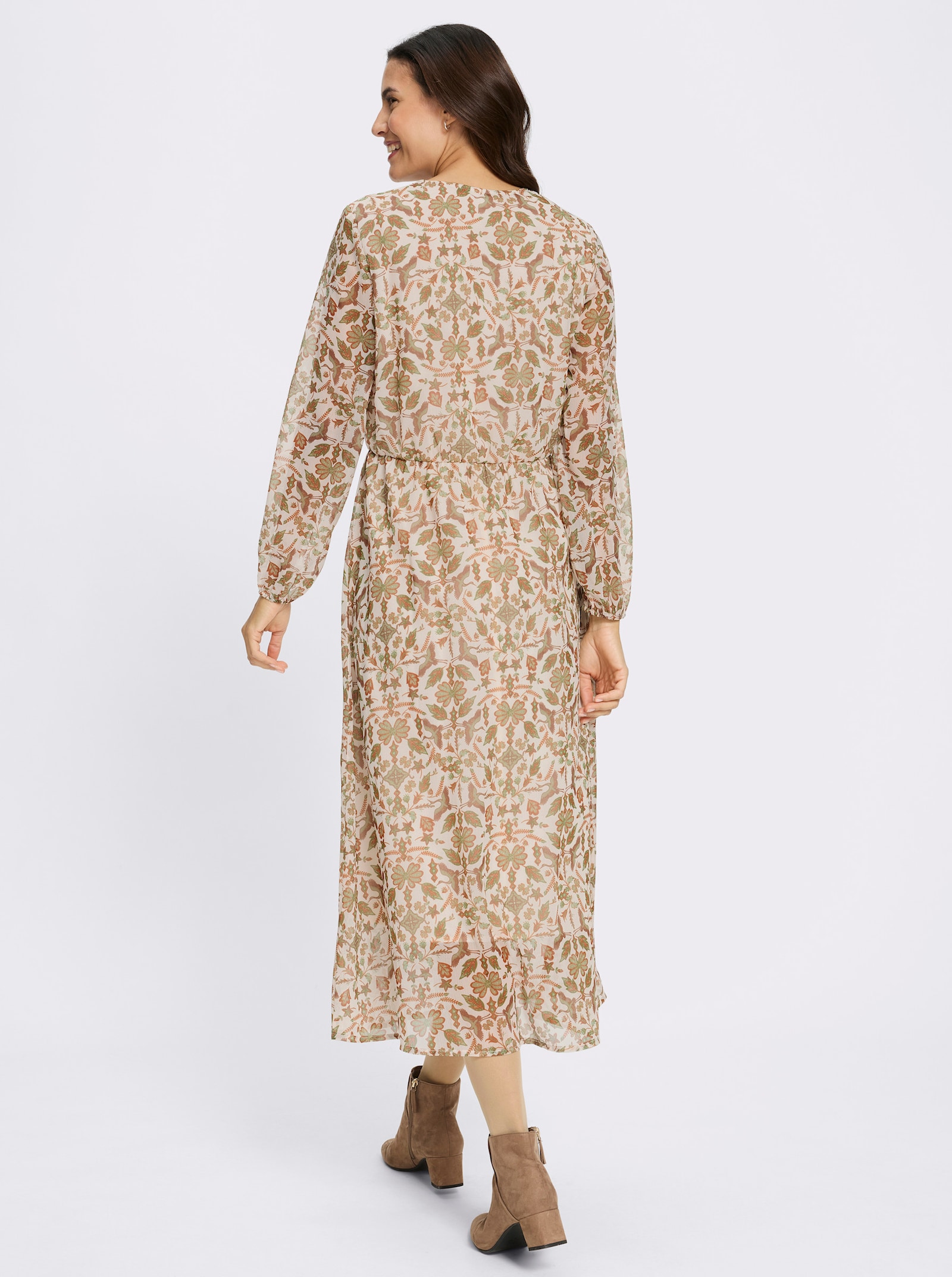 Druckkleid - schilf-champagner-bedruckt