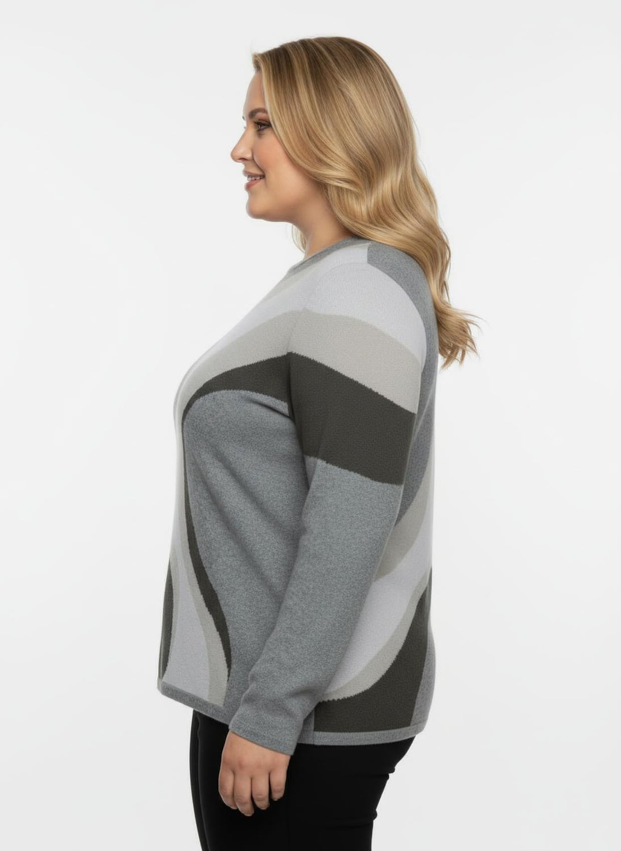 Strickpullover in Jacquard-Strick - graphit-grau-gemustert