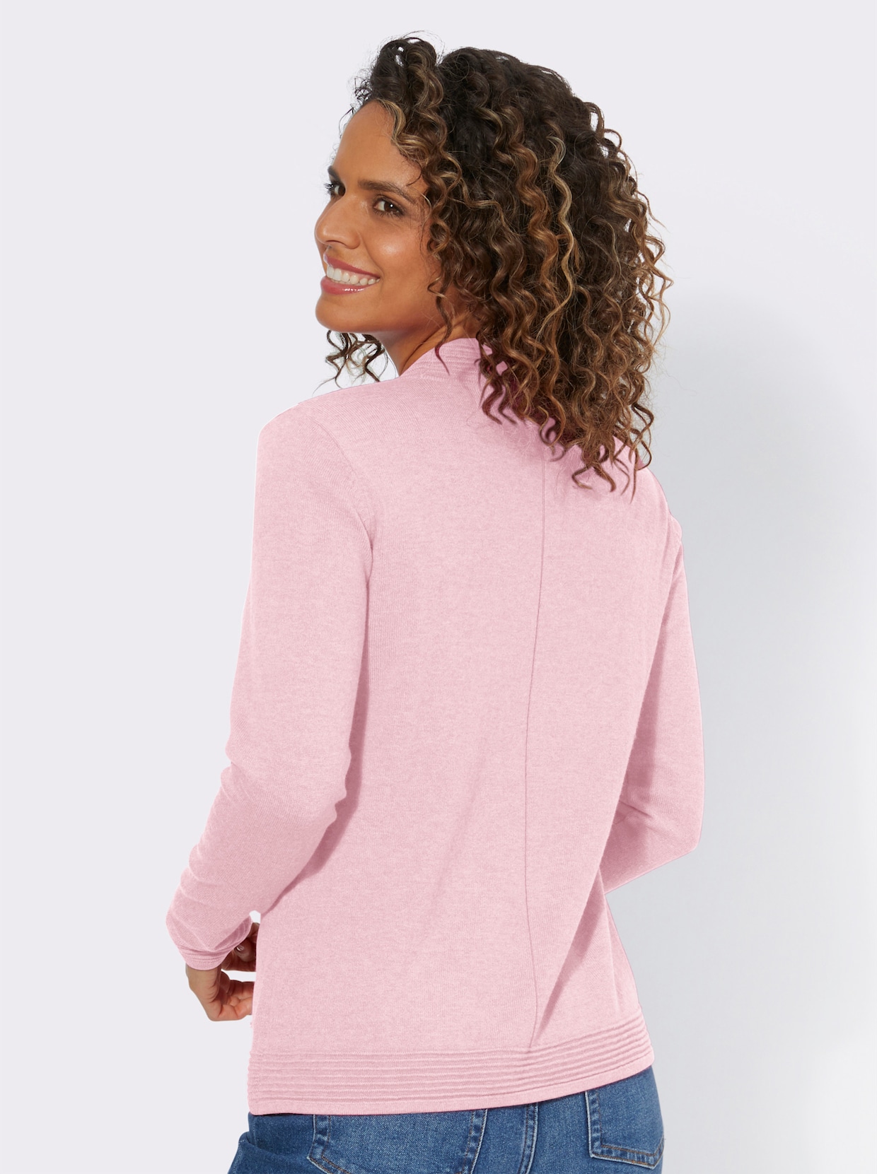 Pullover met opstaande kraag - roze gemêleerd