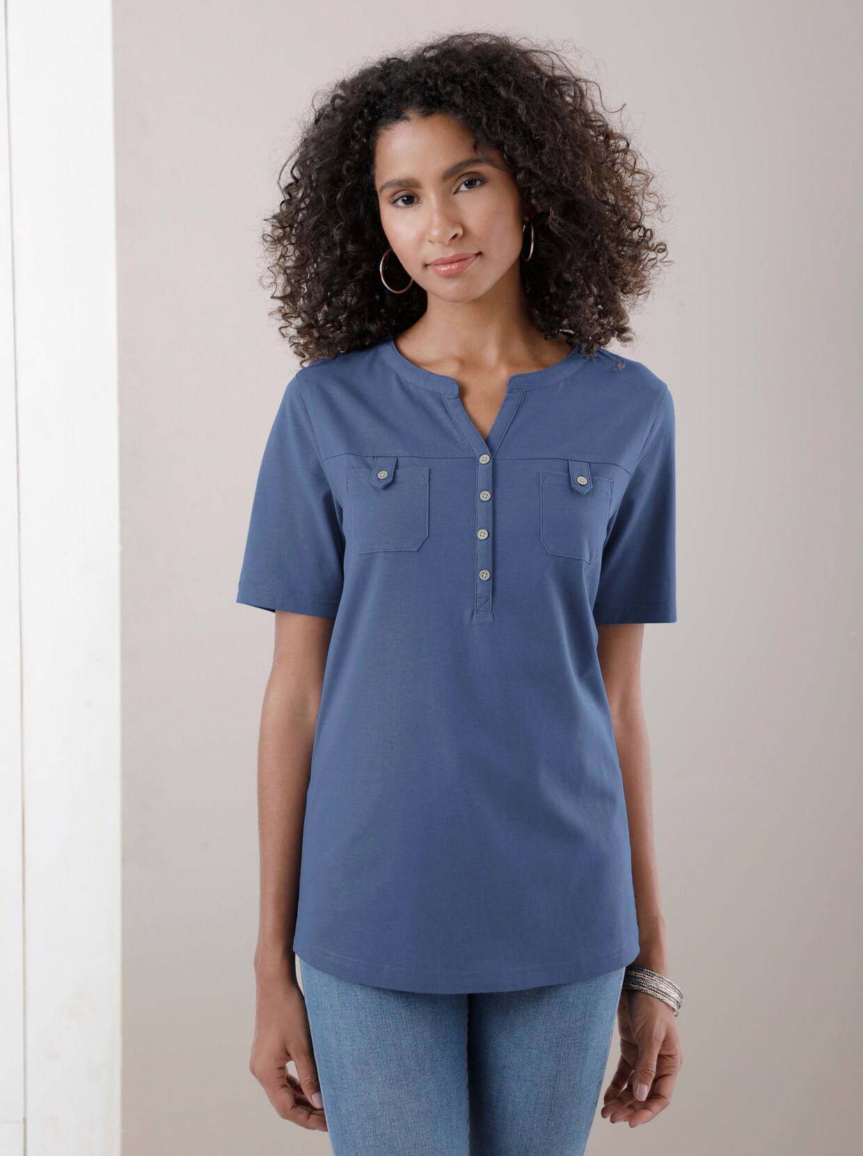 Shirt met korte mouwen - jeansblauw