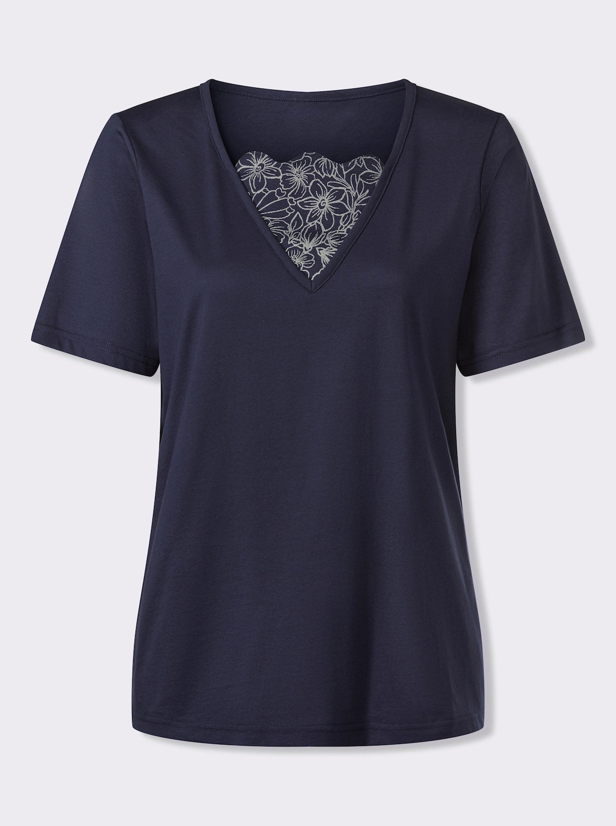 2-in-1-Shirt mit Glitzerdruck - marine