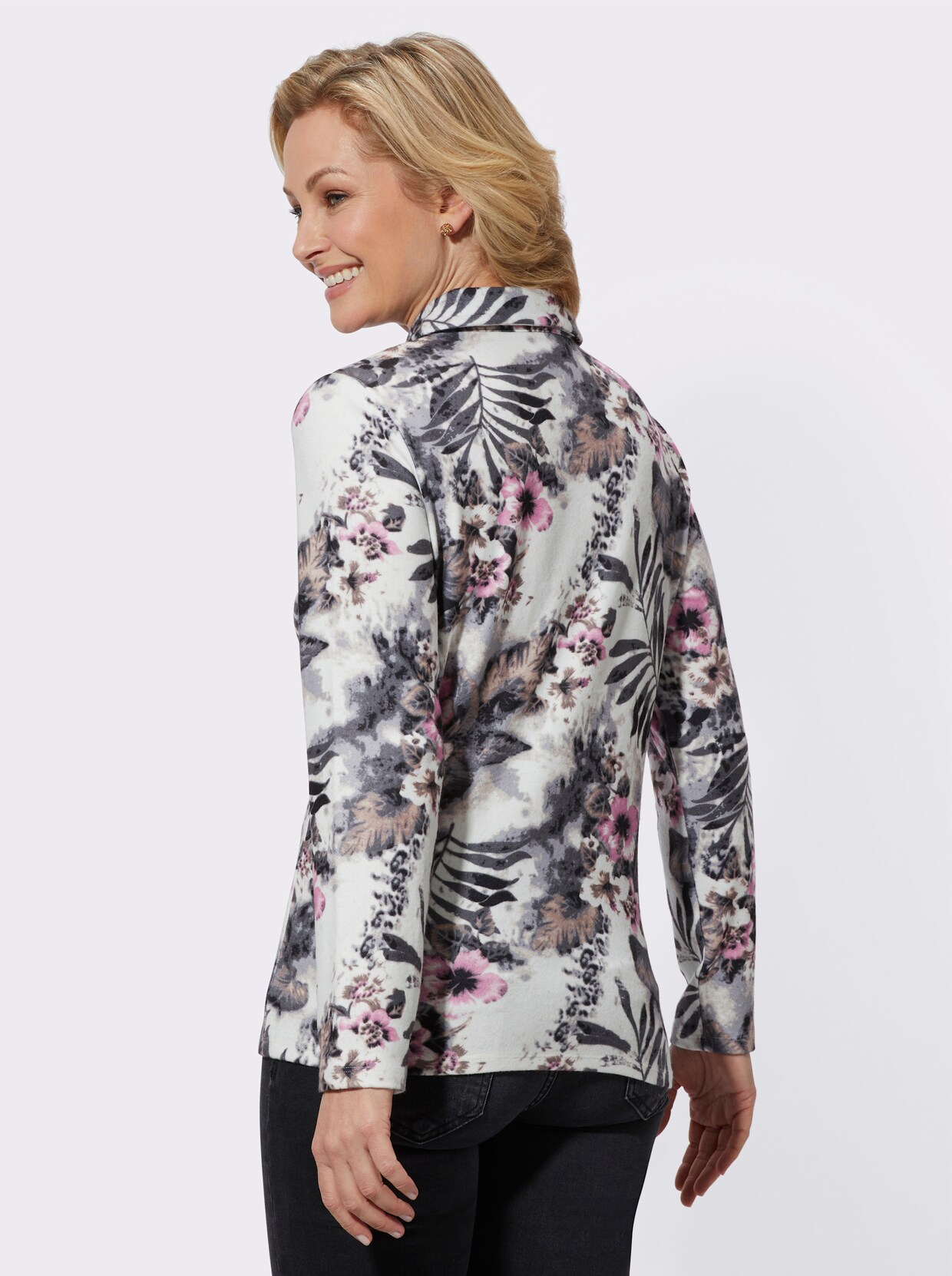 Winter-Shirt - orchidee-grau-bedruckt