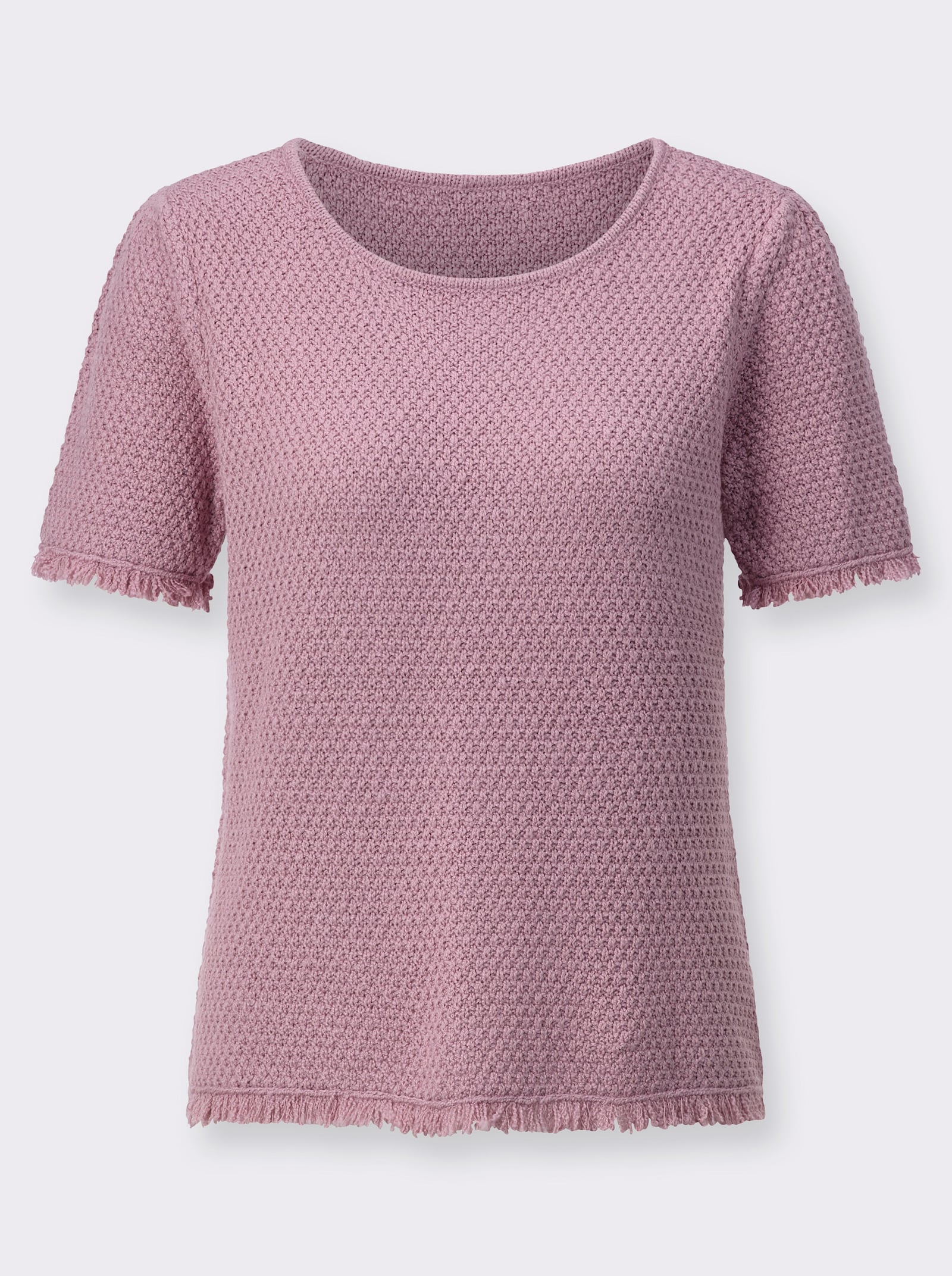 Kurzarmpullover mit Fransen - mauve