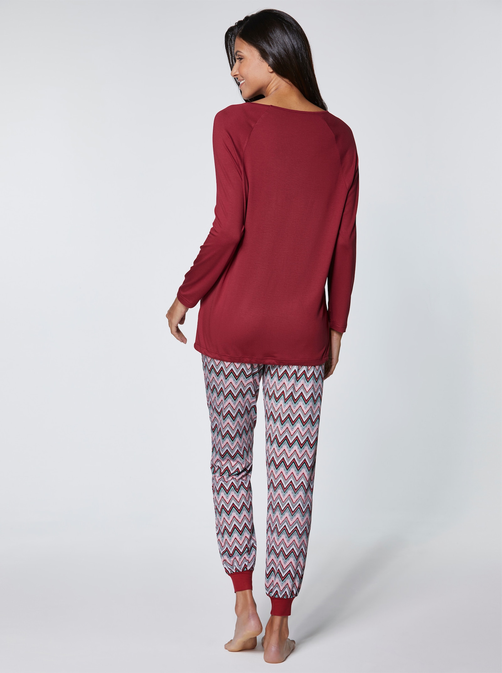 wäschepur Pyjama en viscose - cerise à motifs