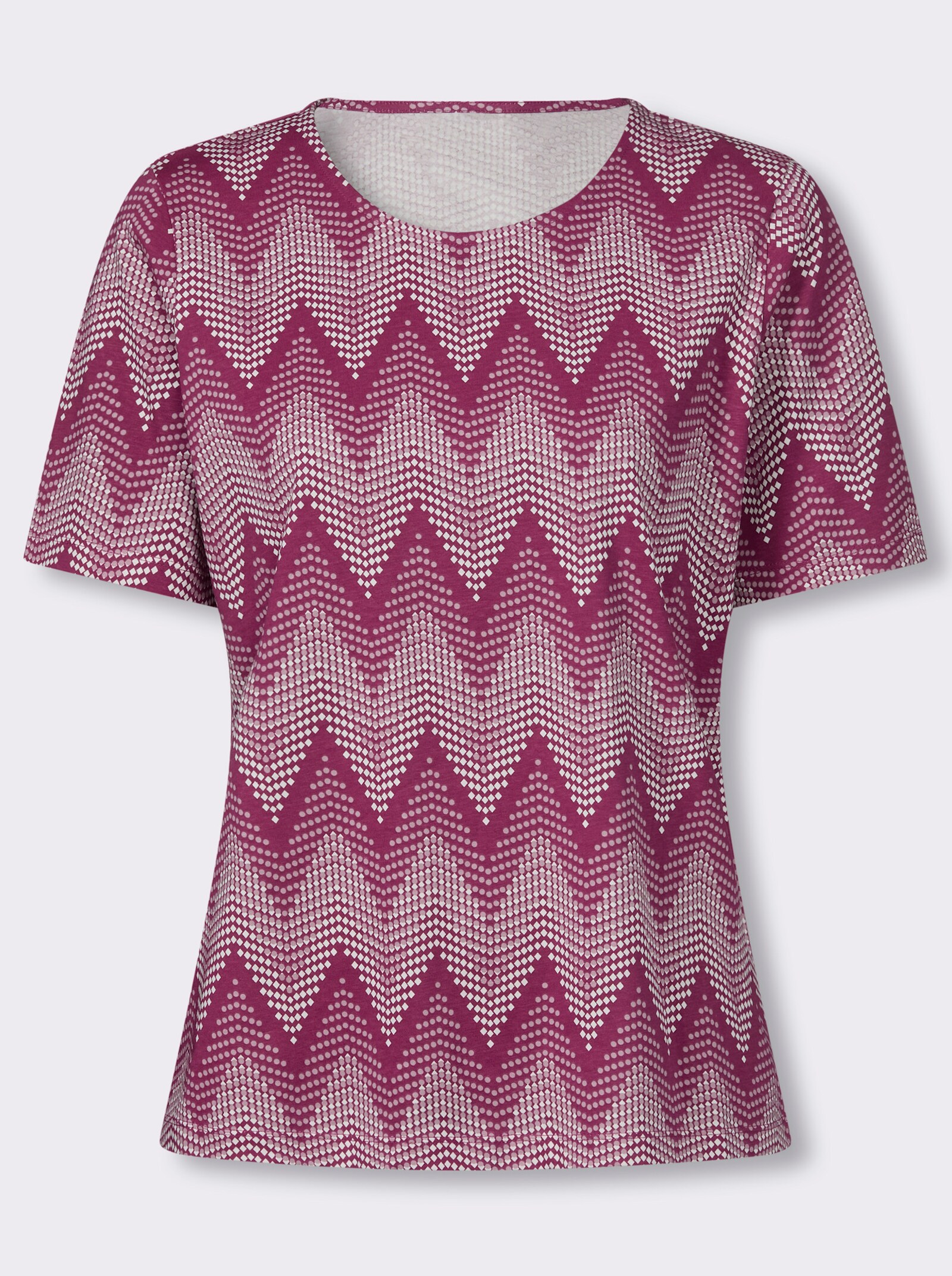 Rundhalsshirt mit Zickzack-Muster - malve-mauve-bedruckt
