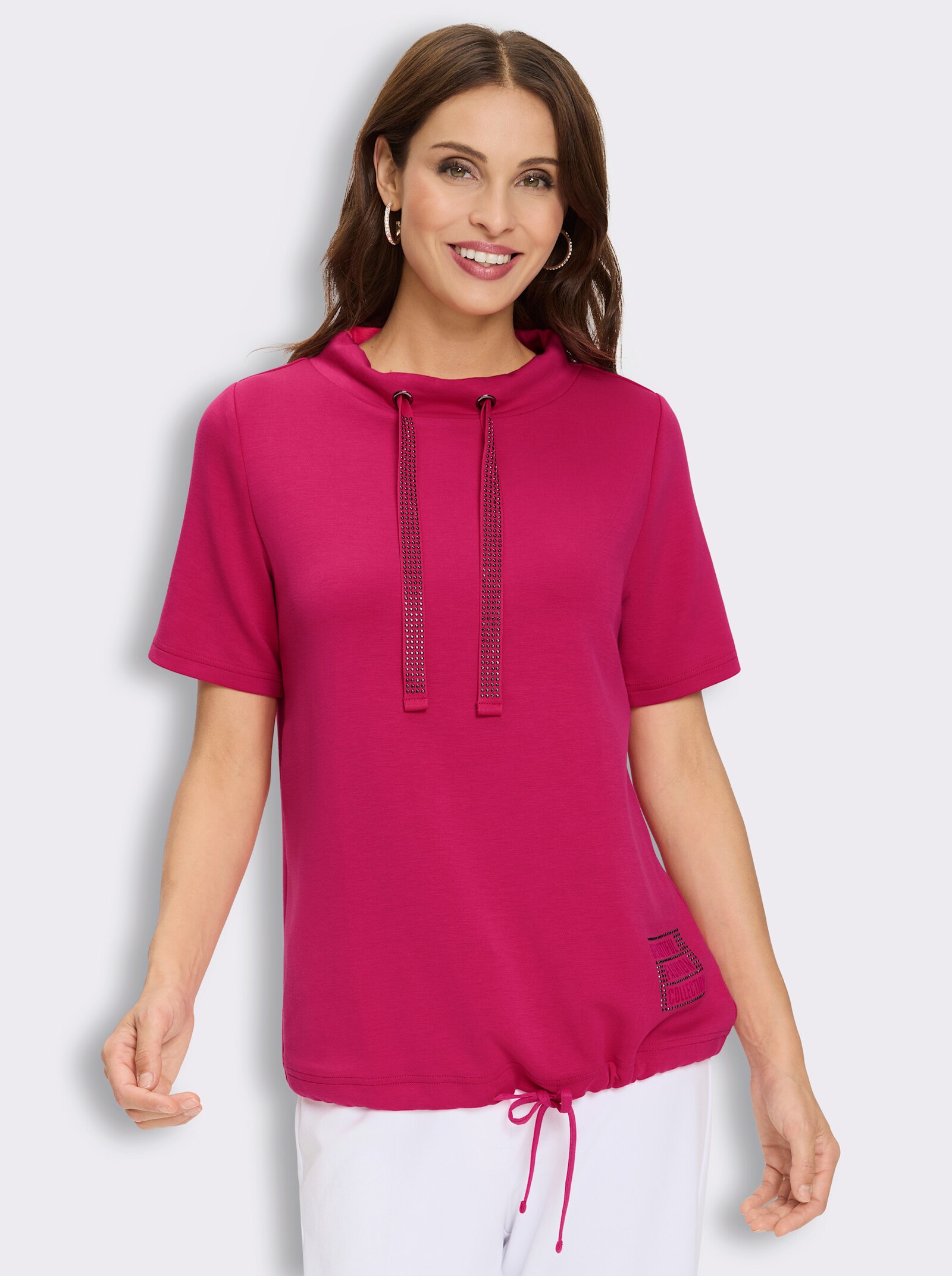 Sweatshirt mit kurzen Ärmeln - pink