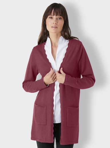 CREATION L PREMIUM Merino-Seiden-Strickjacke - bordeaux