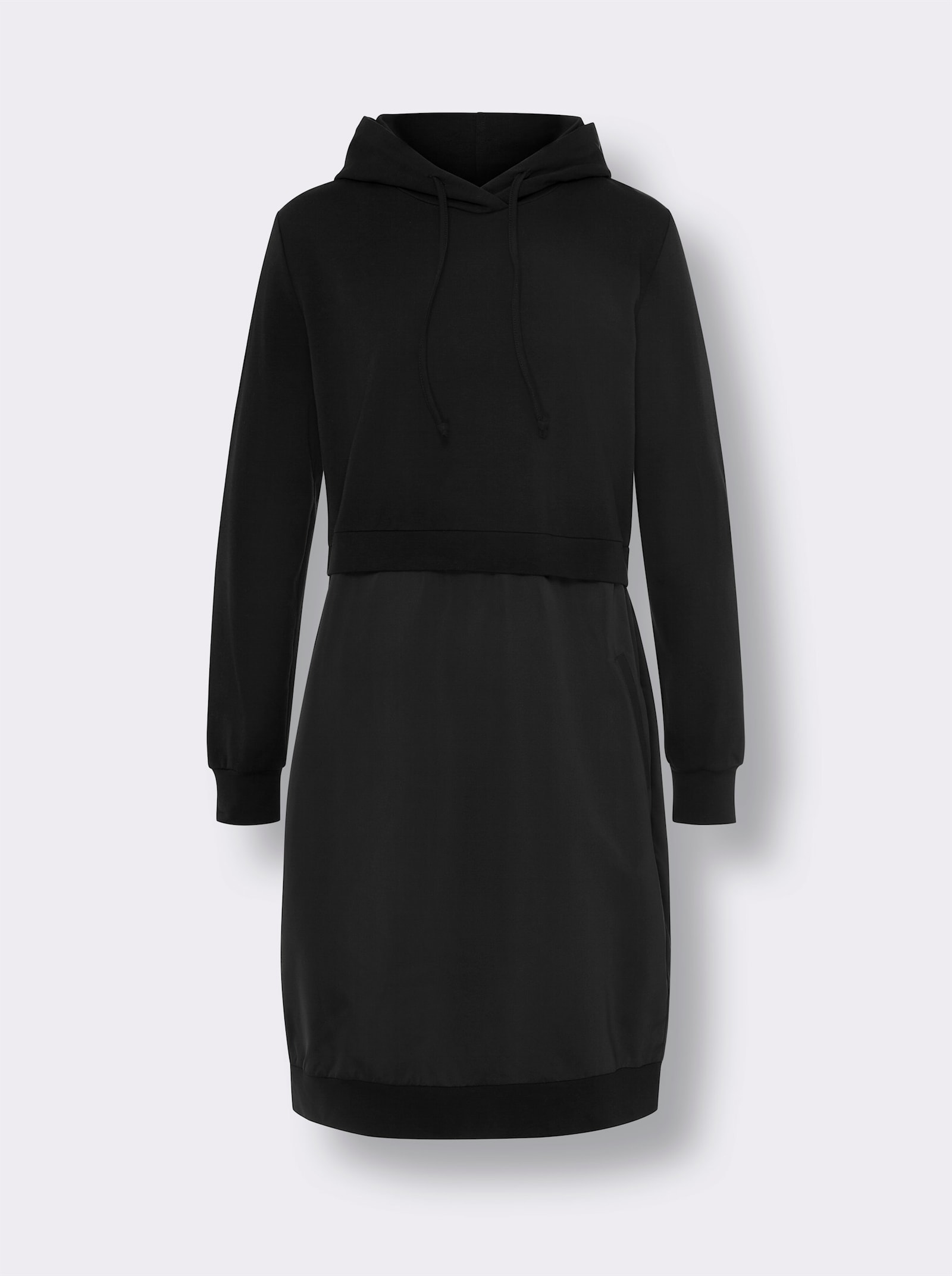 heine Shirtkleid mit Kapuze, 2-in-1-Optik - schwarz