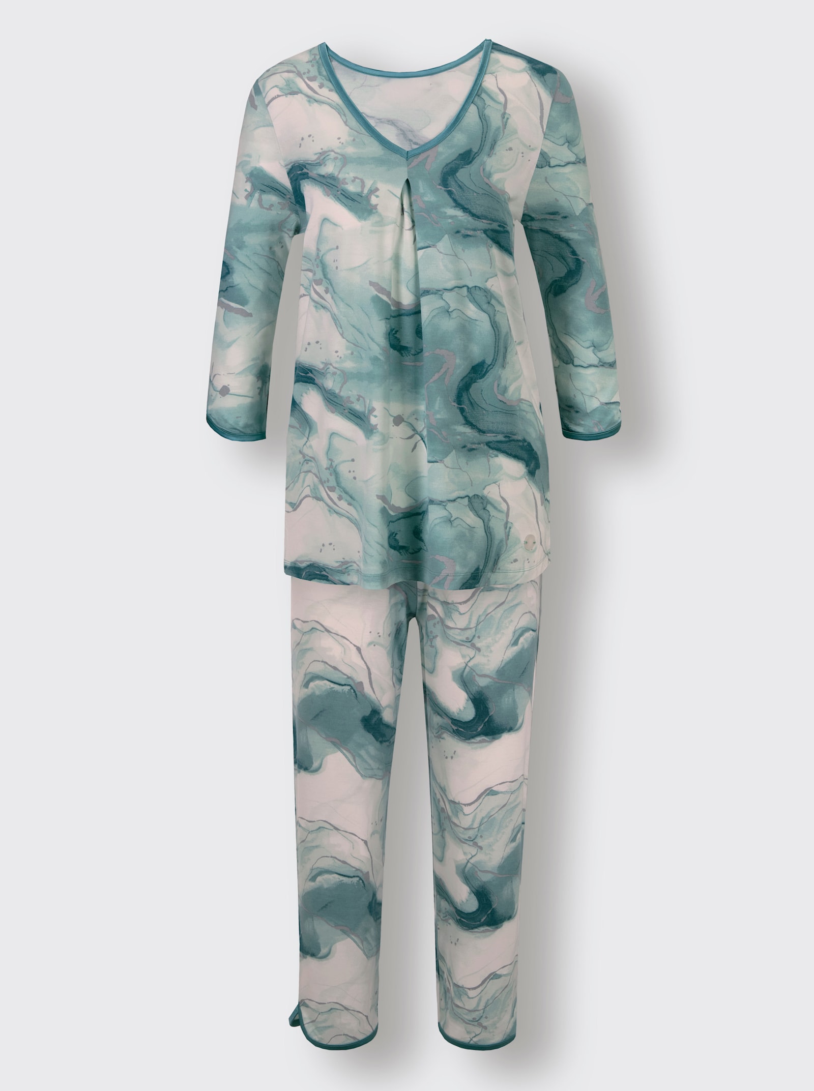 CREATION L PREMIUM Modal-Schlafanzug - kalkmint-salbei-bedruckt