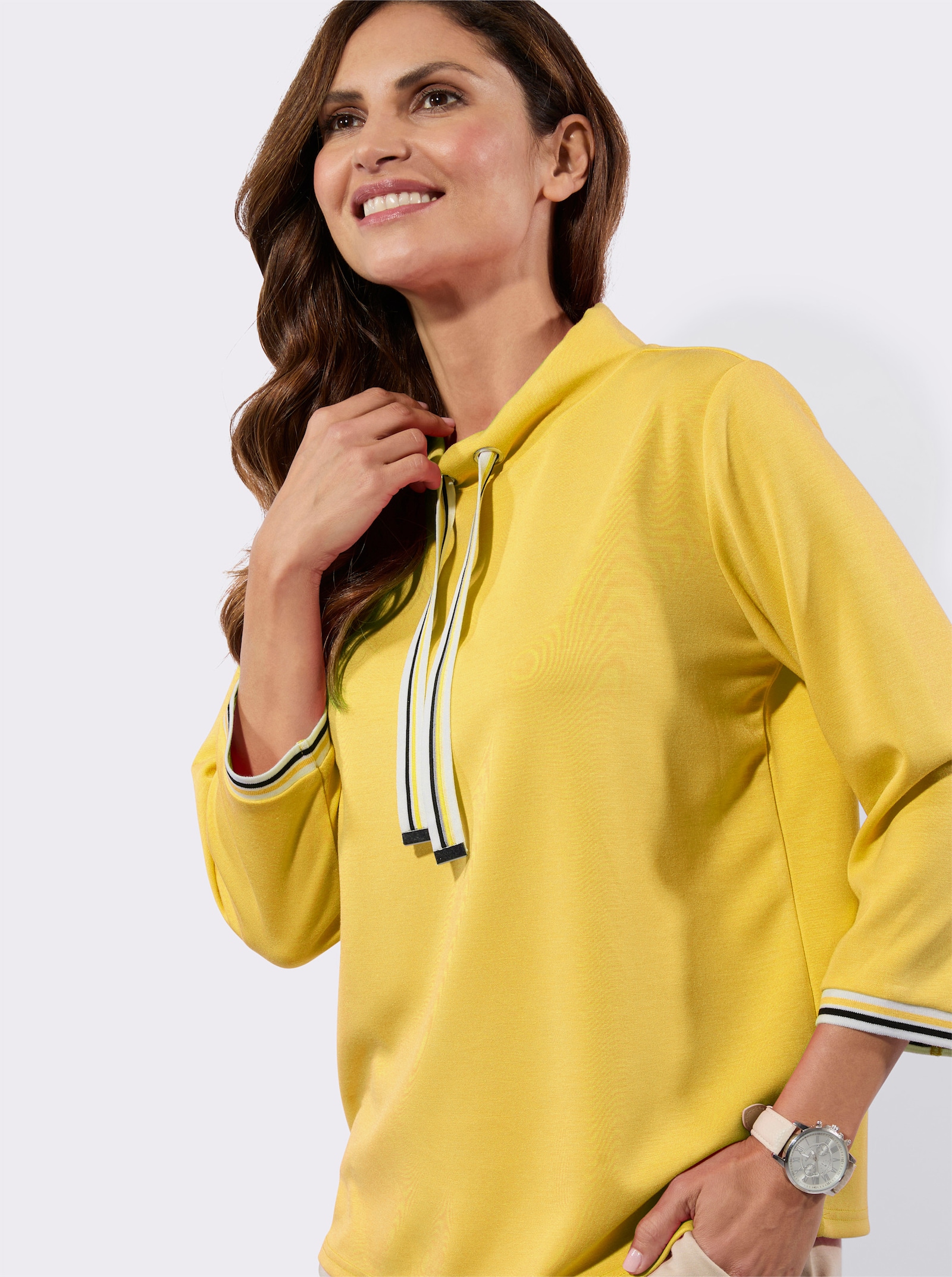 Stehkragenshirt in Super-Soft-Qualität - sonnengelb