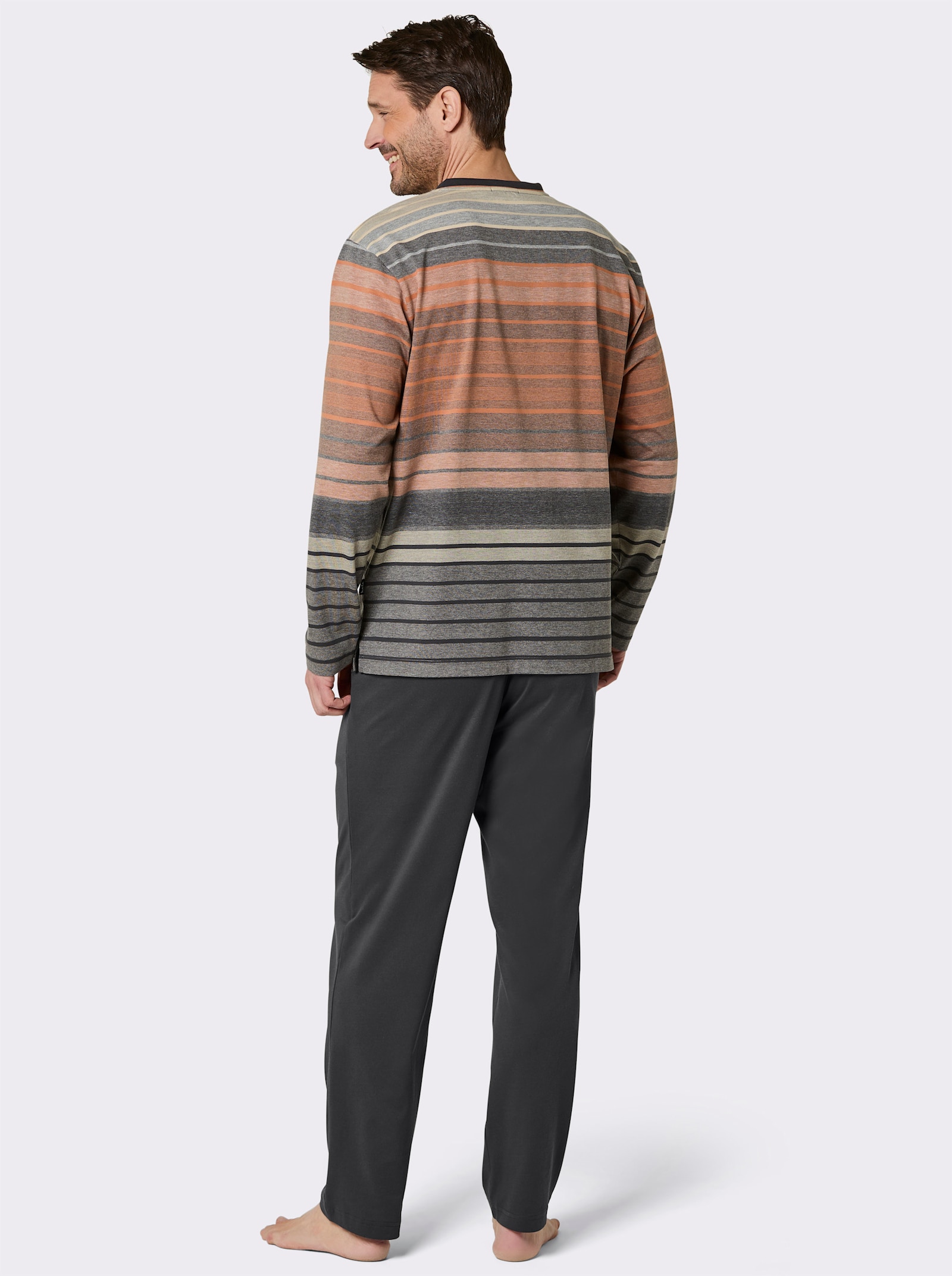 Hajo Schlafanzug - schoko-terra-gestreift