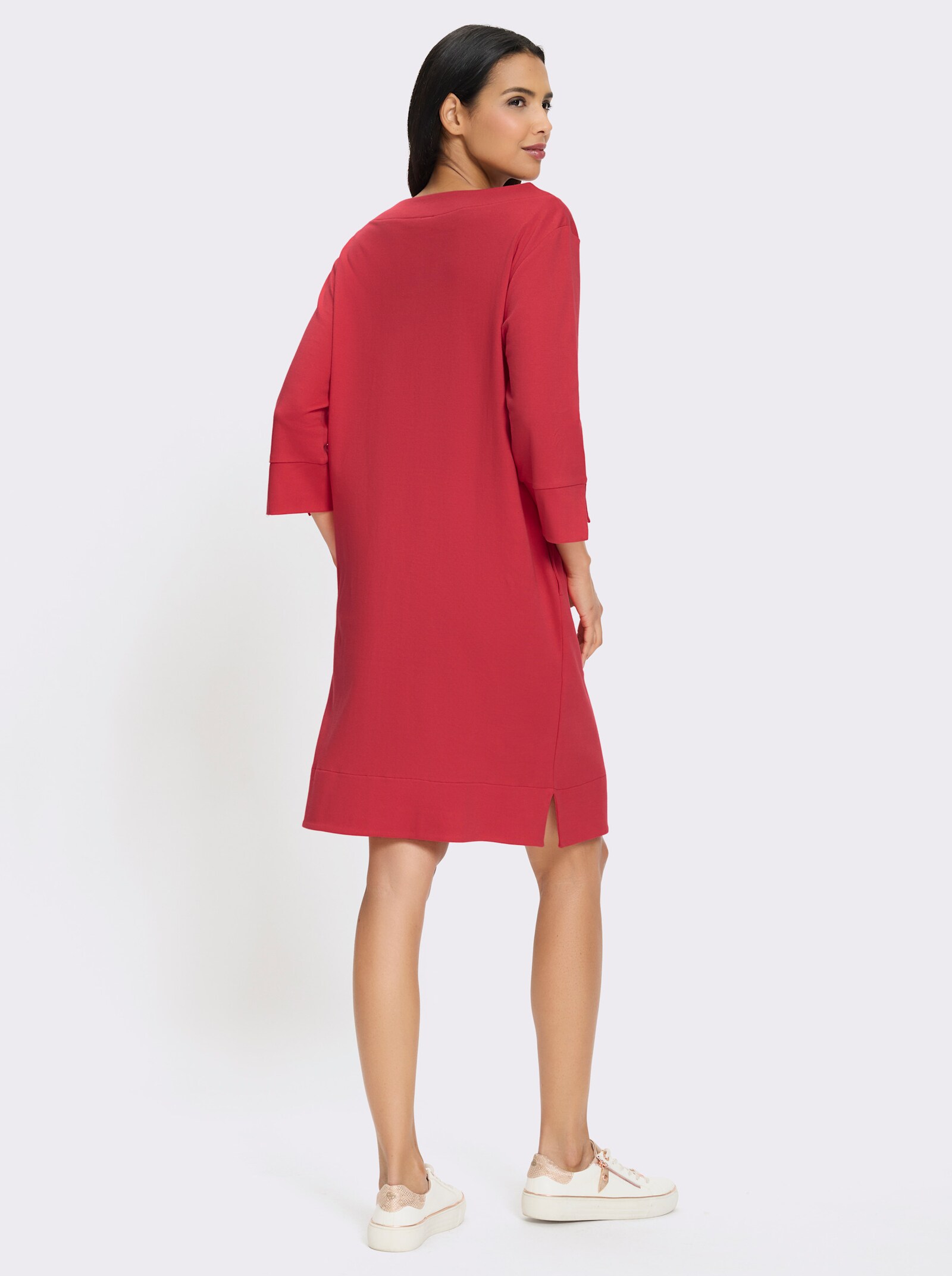 Jerseykleid mit U-Boot-Ausschnitt - erdbeere