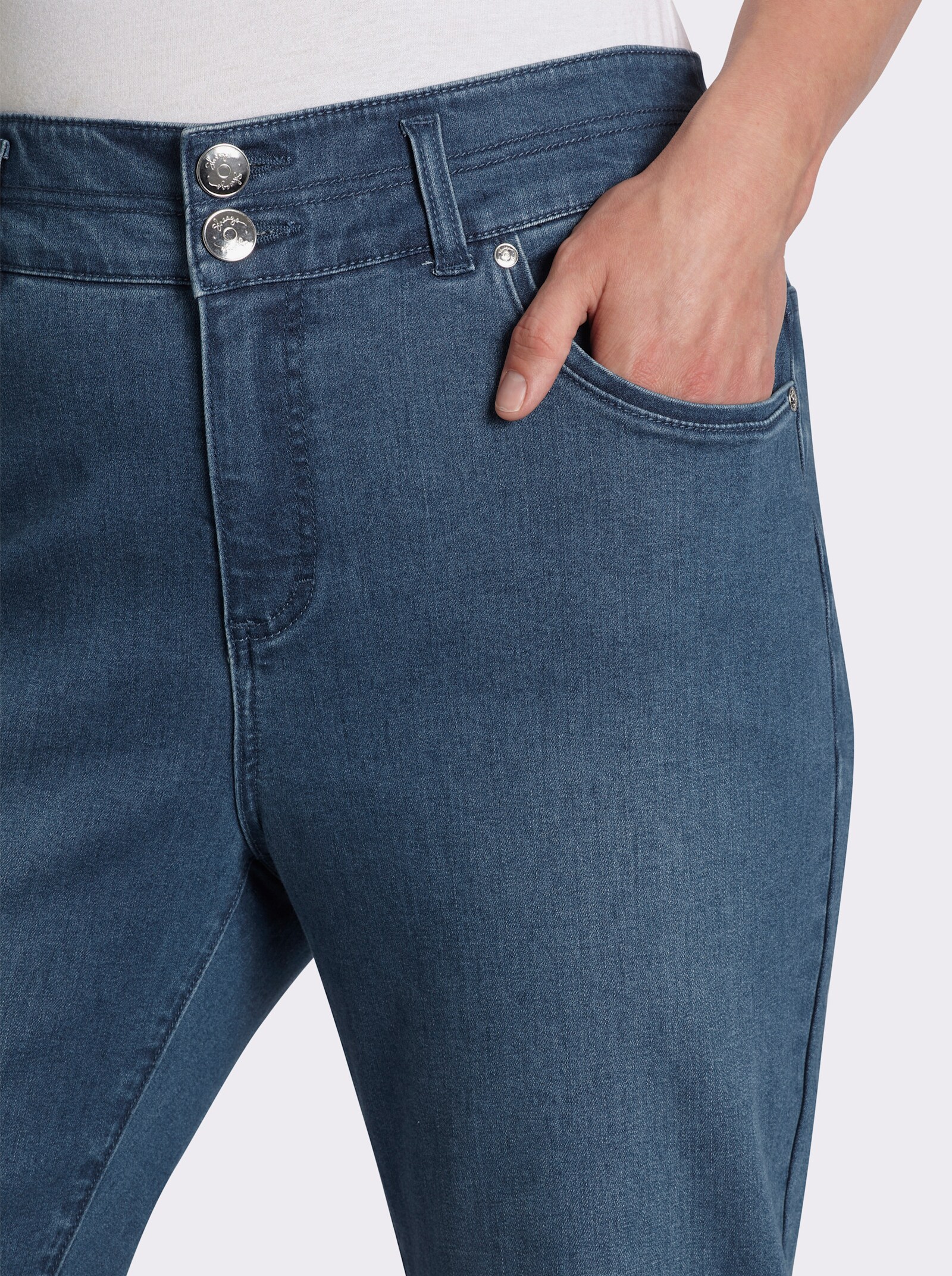 sheego Gerade Jeans mit Umschlag am Saum - blue-stone-washed
