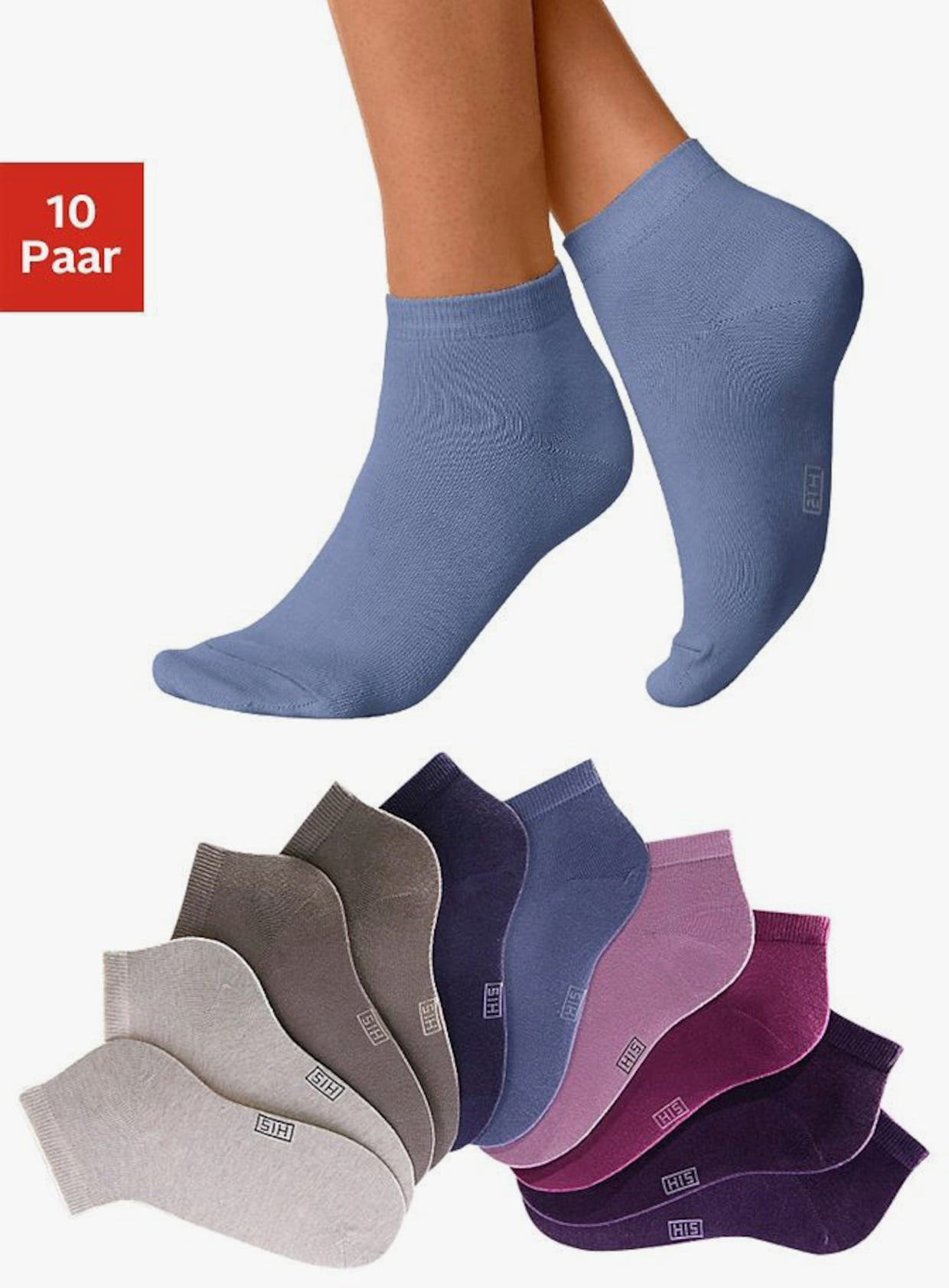 H.I.S Kurzsocken - taupe, beige, pflaume, jeans, lila, altrosa, pink