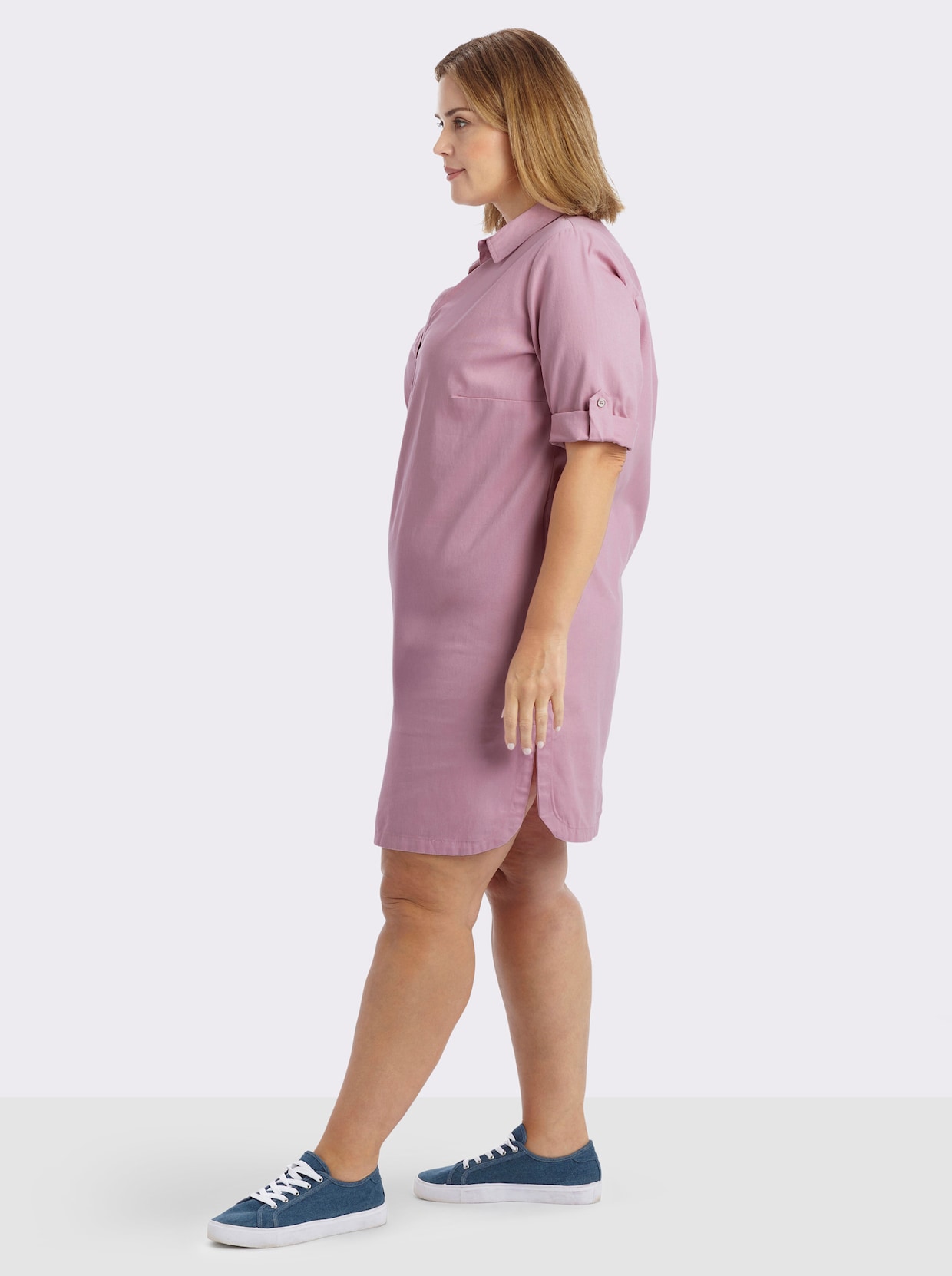 Jeanskleid in Schlupfform - rosé