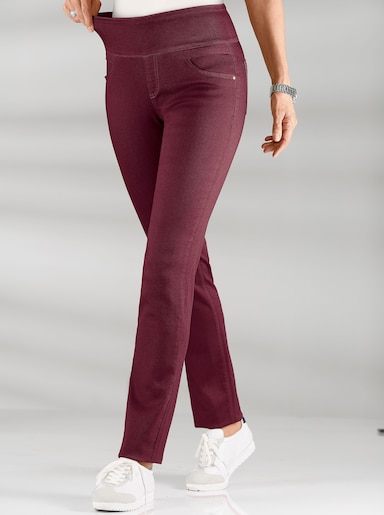 Schlupfhose mit hohem Dehnbund - bordeaux