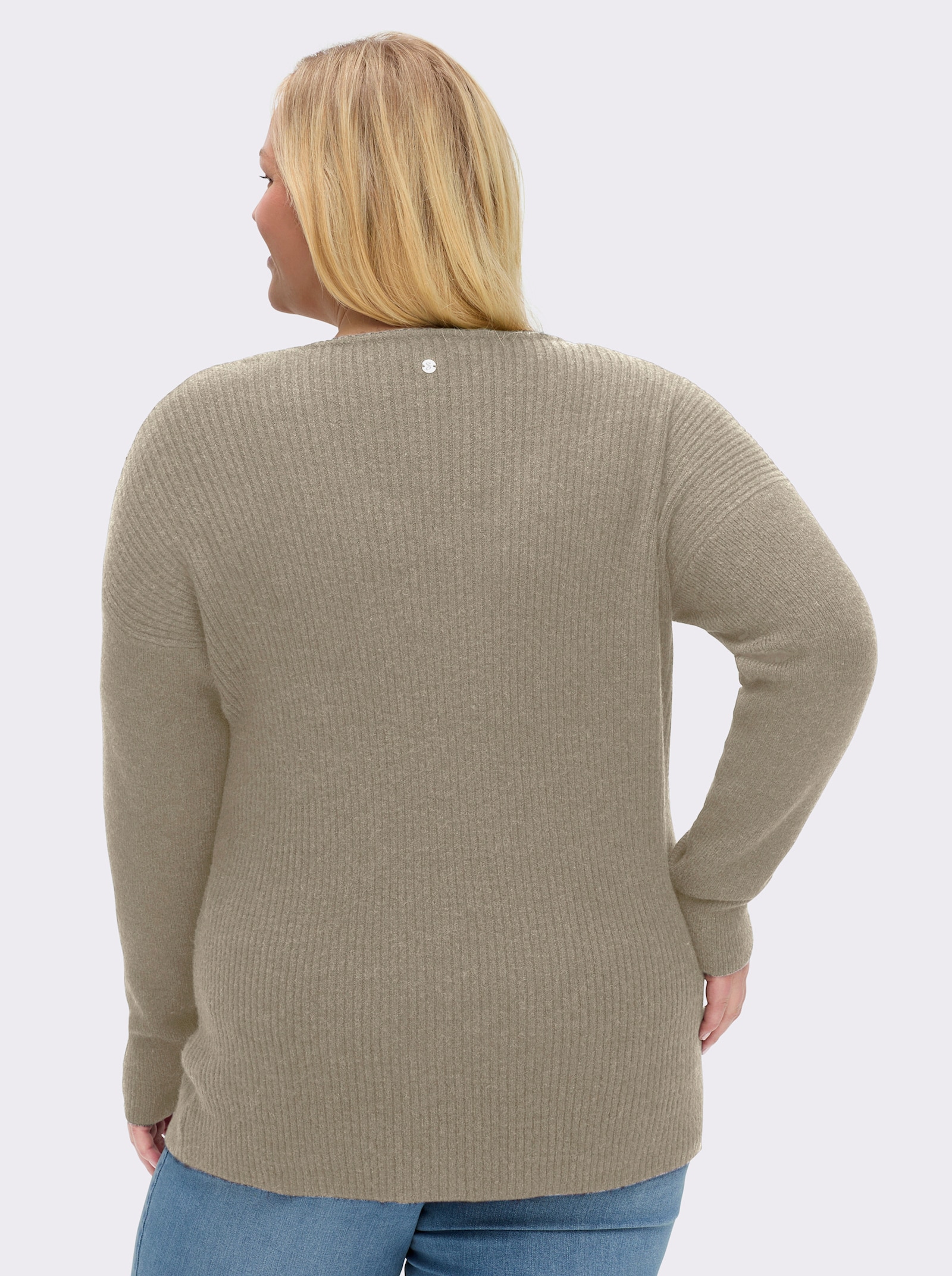 sheego Pullover in Rippstruktur - beige-meliert