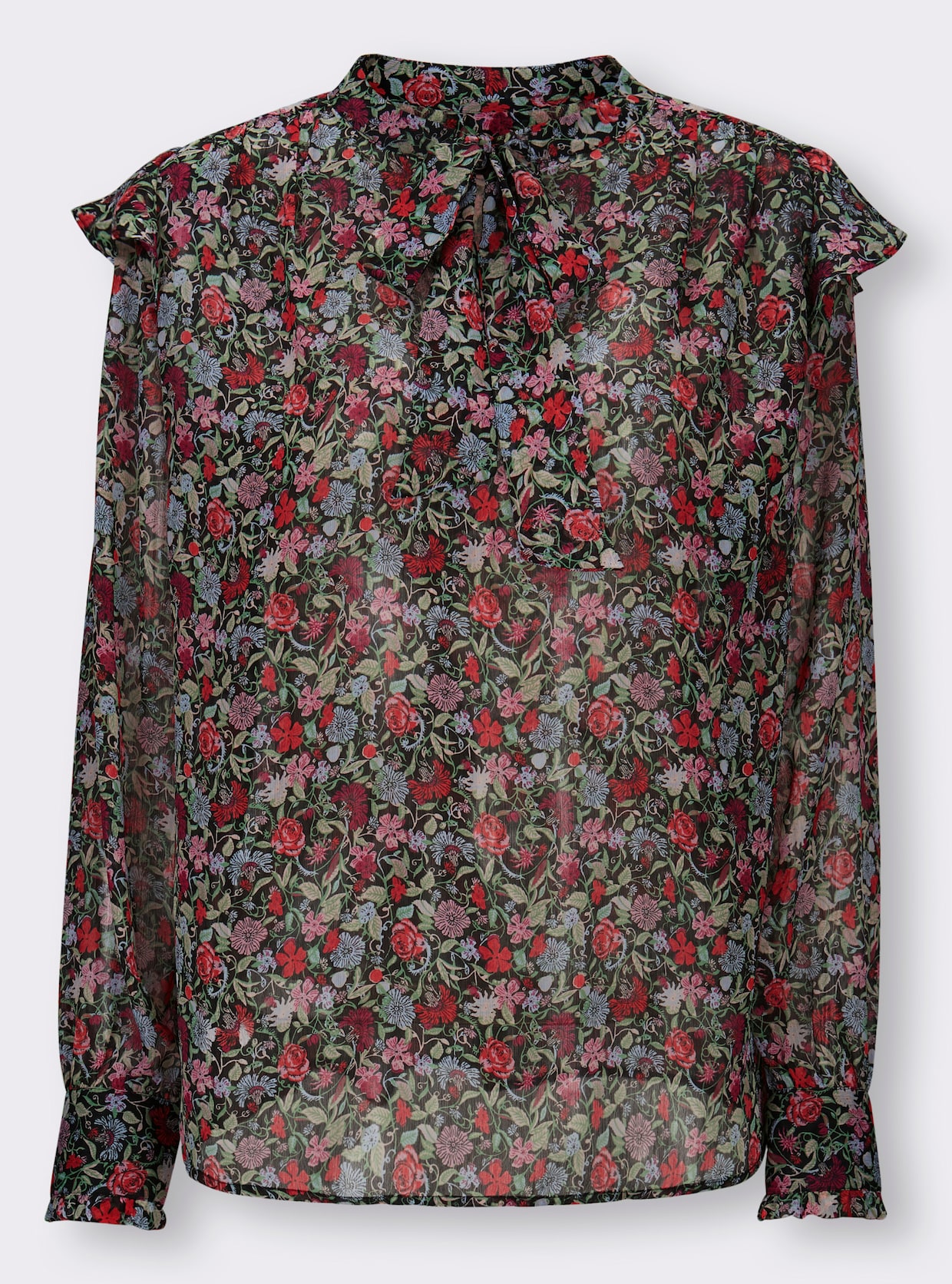 heine Blouse met lange mouwen - ijsblauw/zwart bedrukt