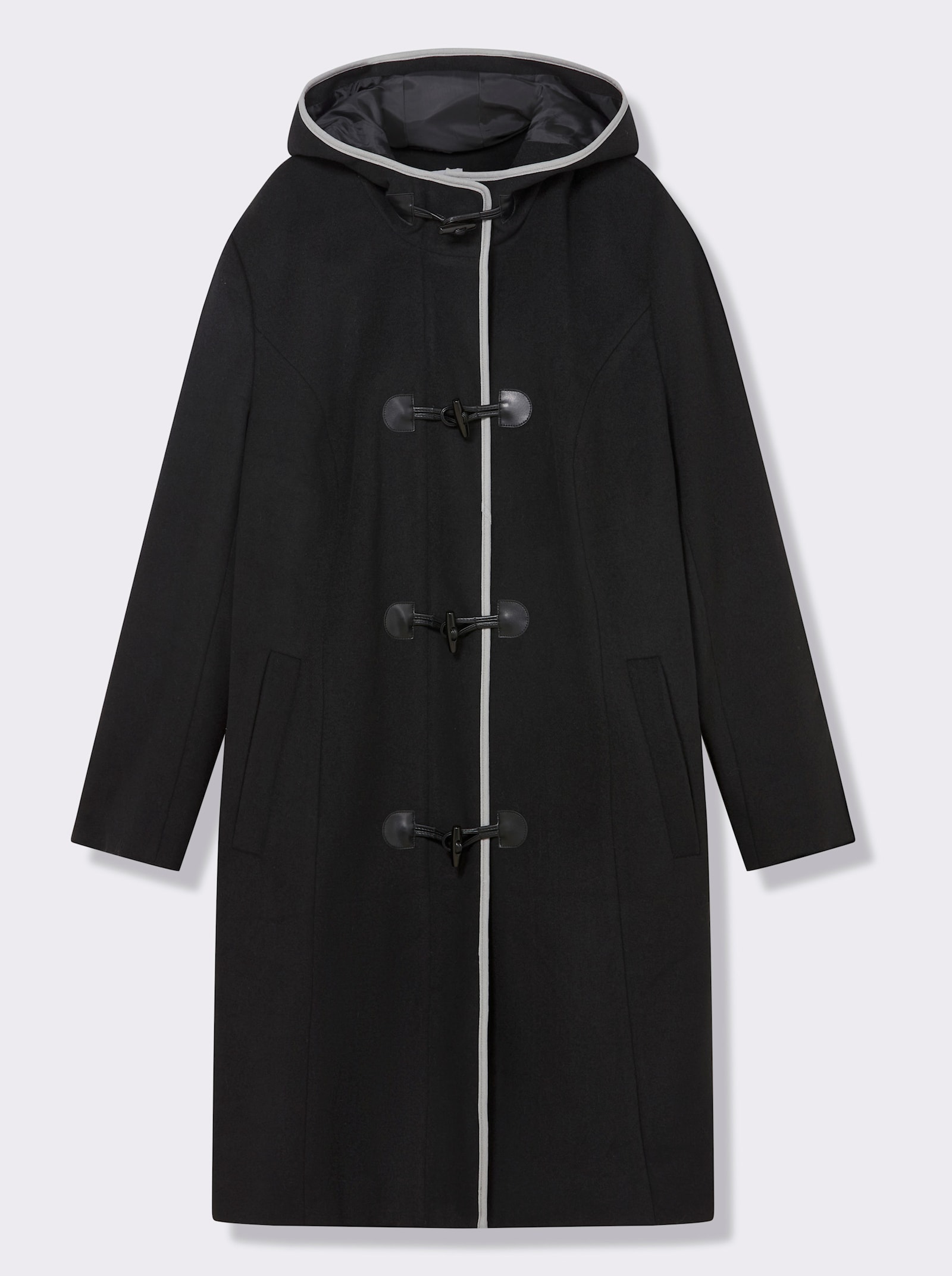 sheego Wintermantel mit Reißverschluss und Knebelverschlüssen - schwarz