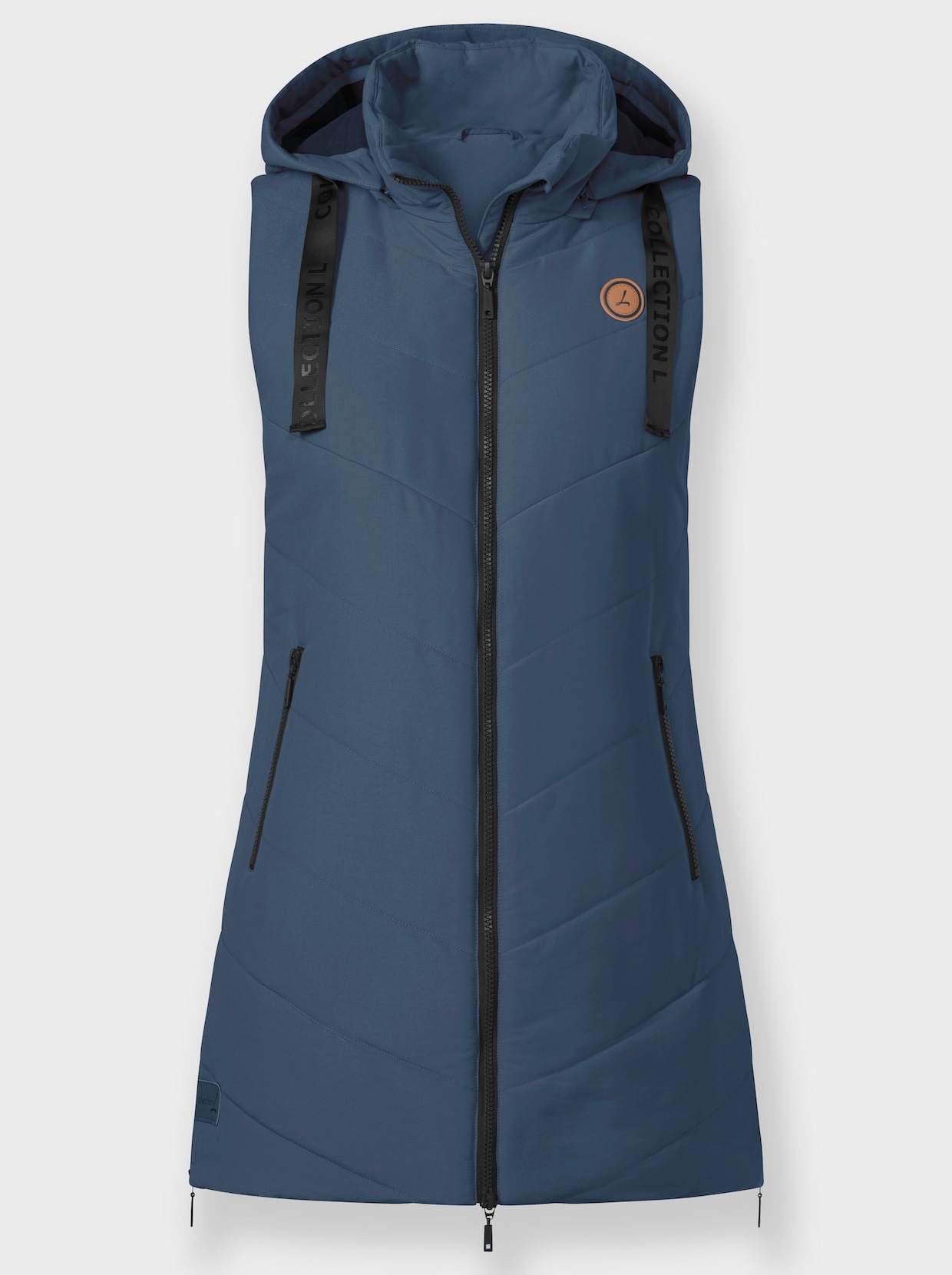 Longweste mit V-Steppung - rauchblau