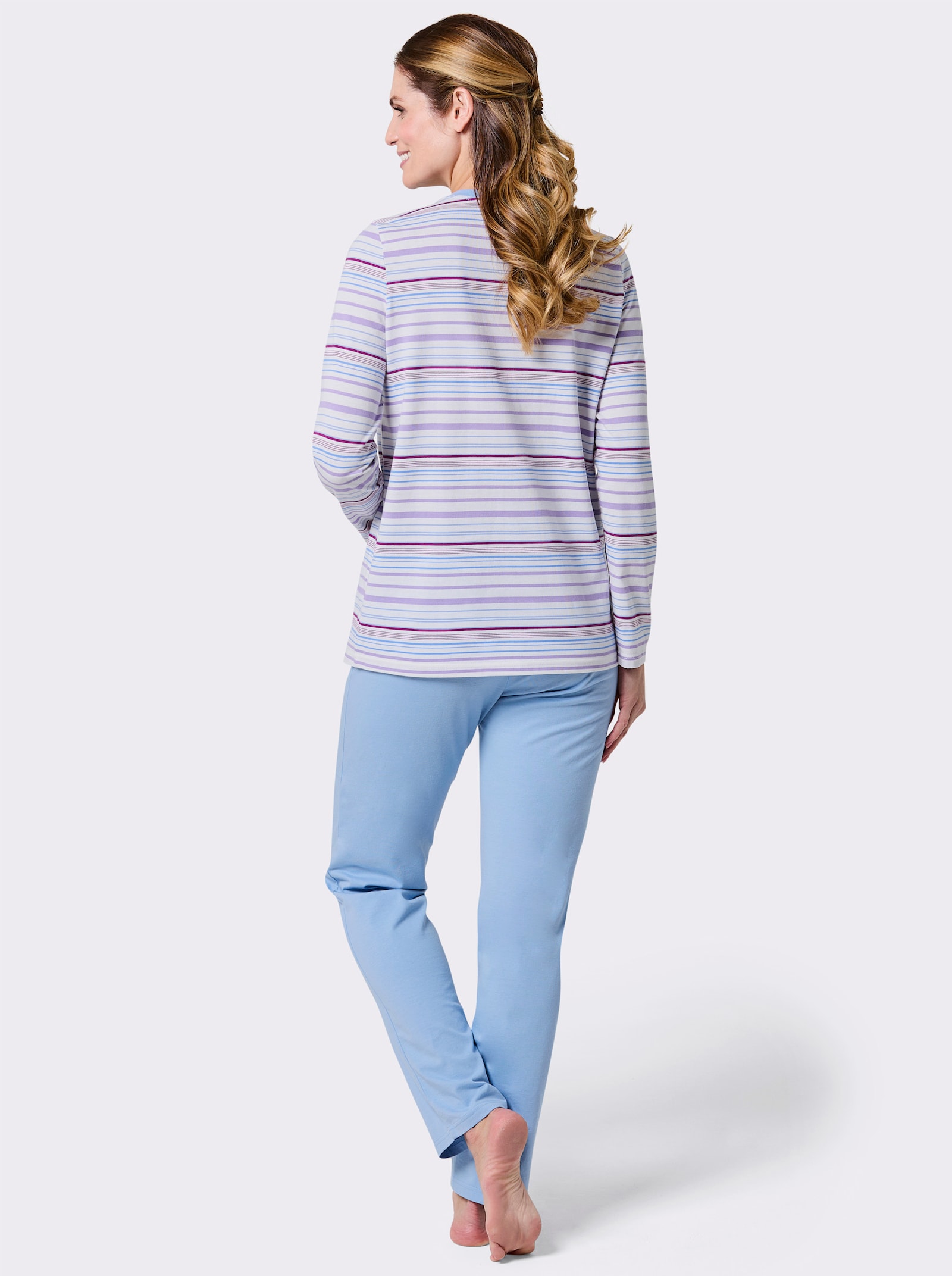 wäschepur Schlafanzug im Streifen-Dessin - himmelblau-weiß-gestreift