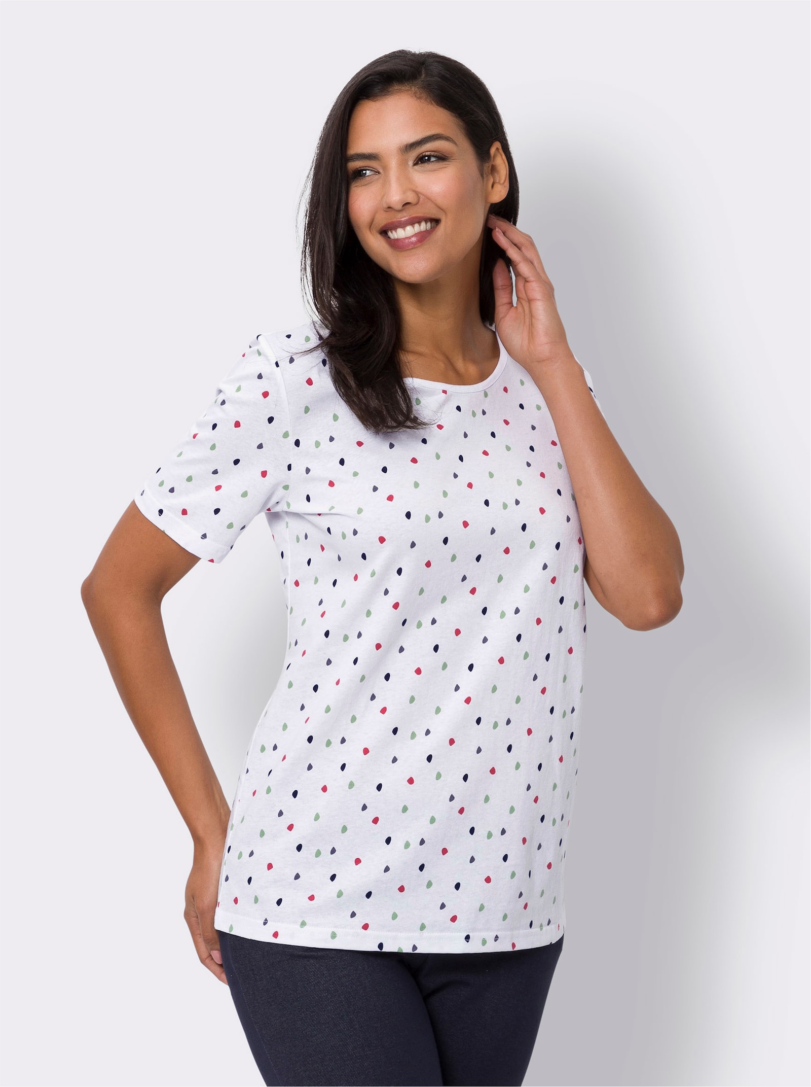 Freizeitshirt im Pünktchenmuster - weiß-bedruckt