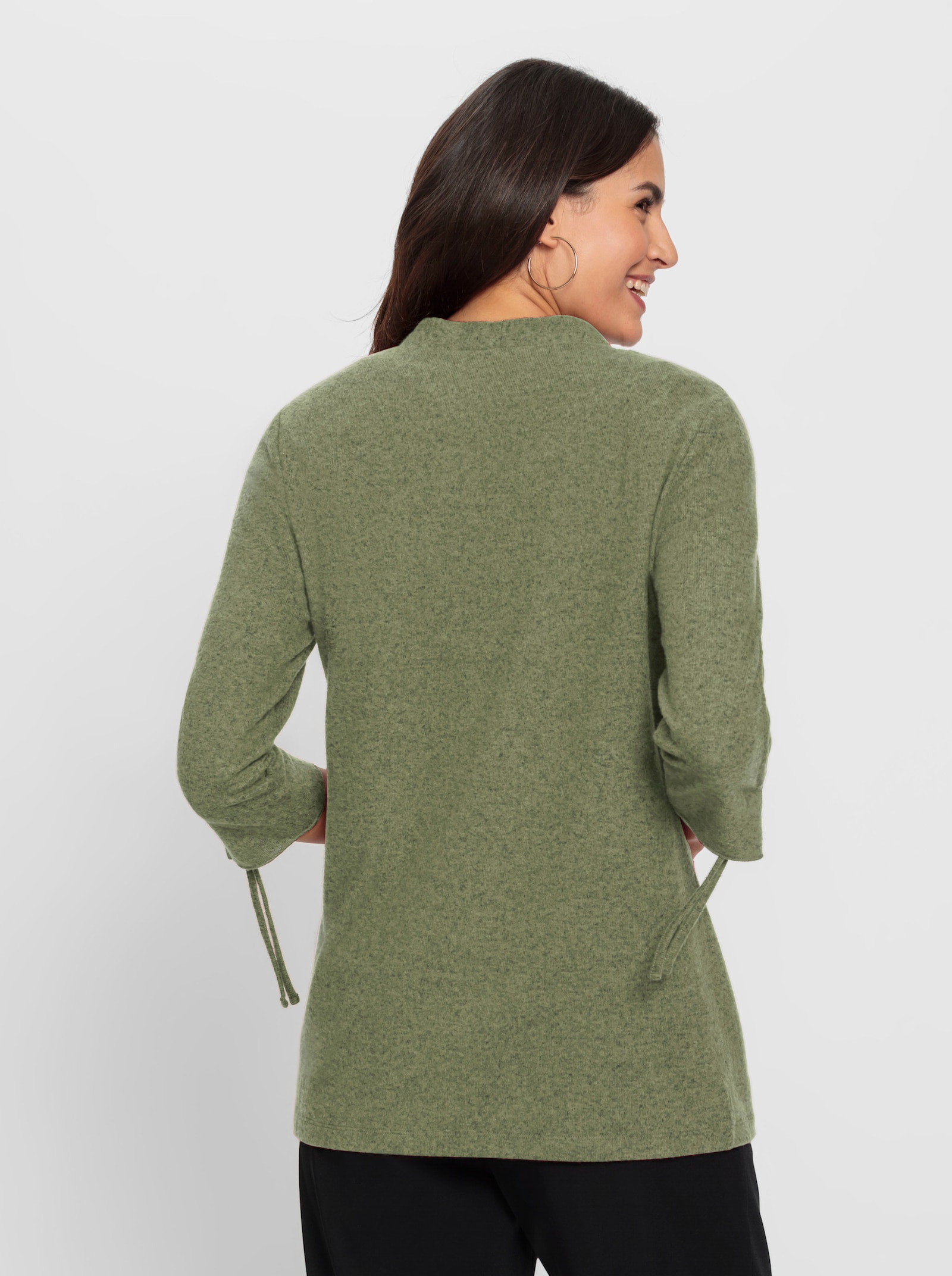 Shirtjacke mit raffbaren Ärmeln - schilf