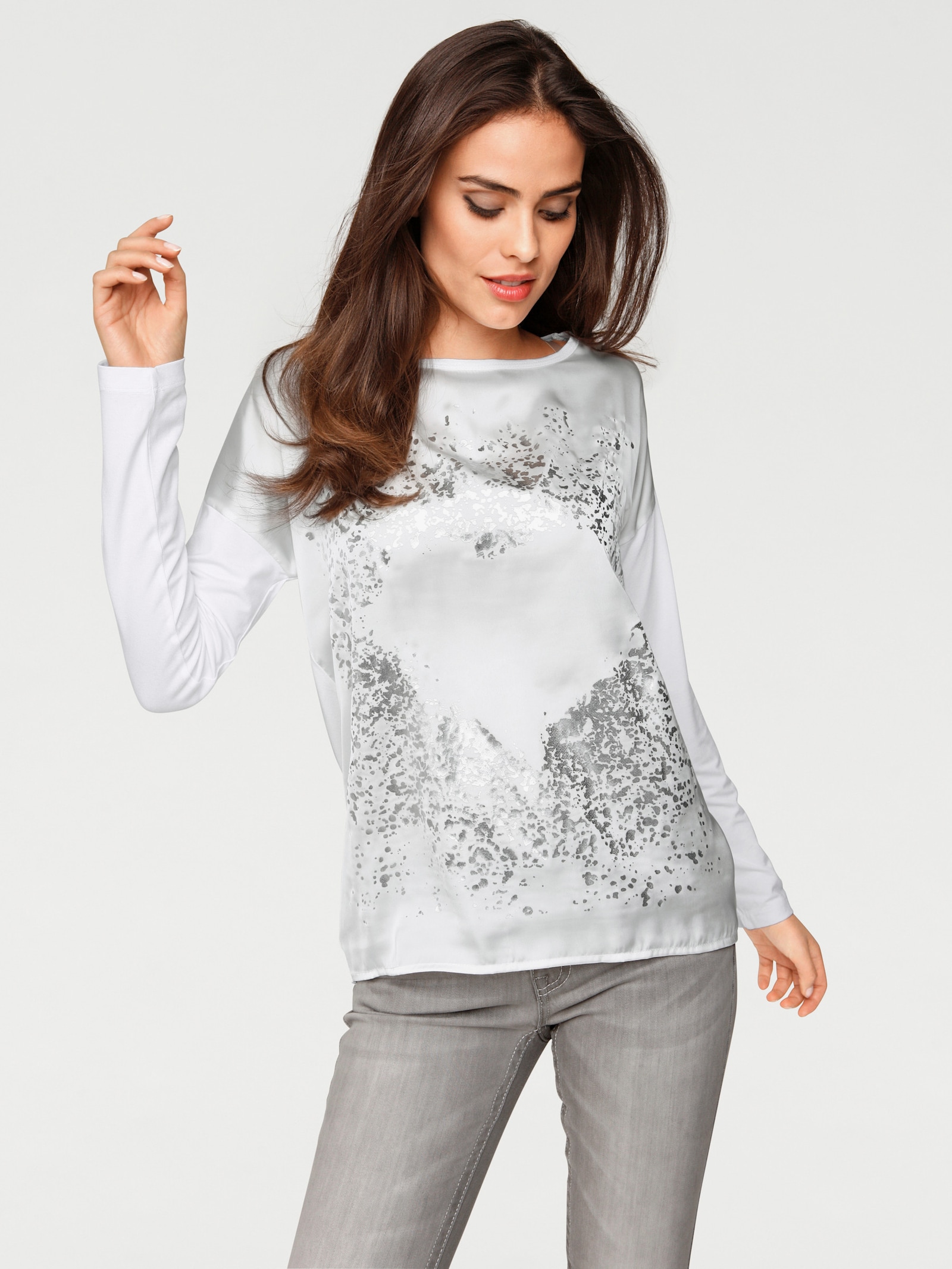 heine T-shirt à manches longues avec imprimé métallisé - blanc