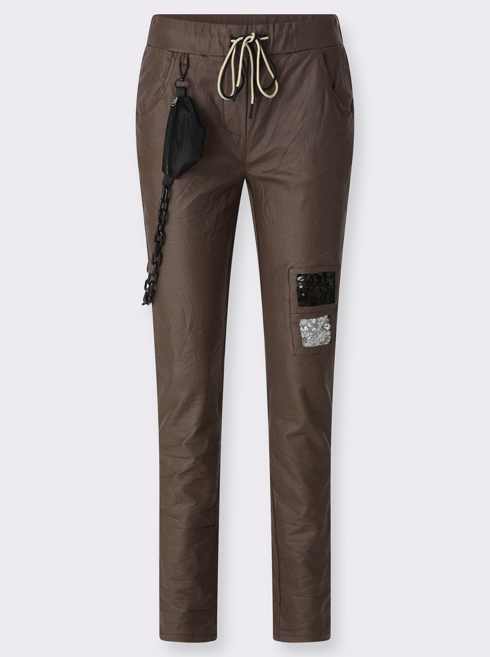 heine Hose mit Pailletten-Verzierung - schoko