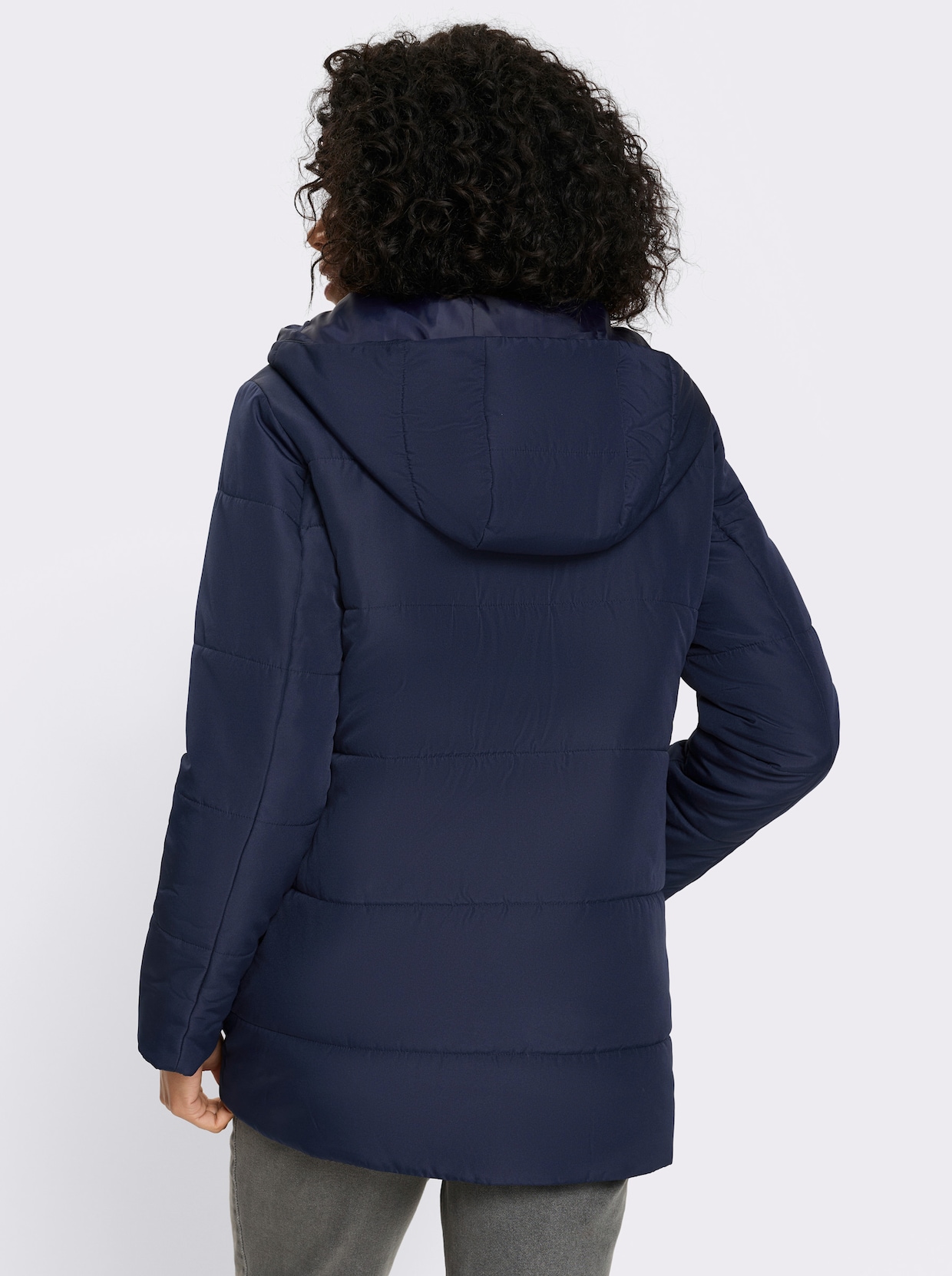 Gewatteerde jas met capuchon - marine