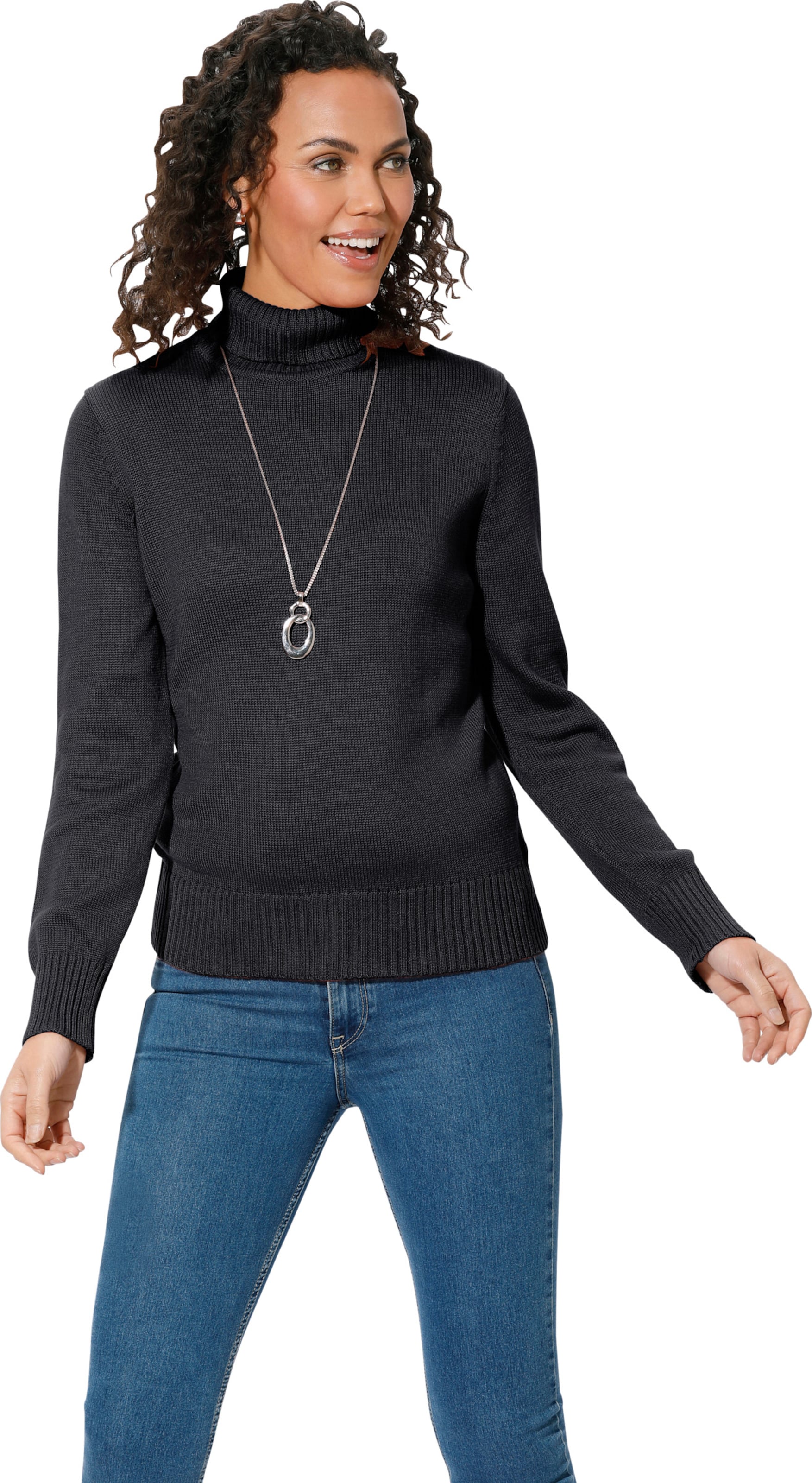 Schwarz Rollkragenpullover