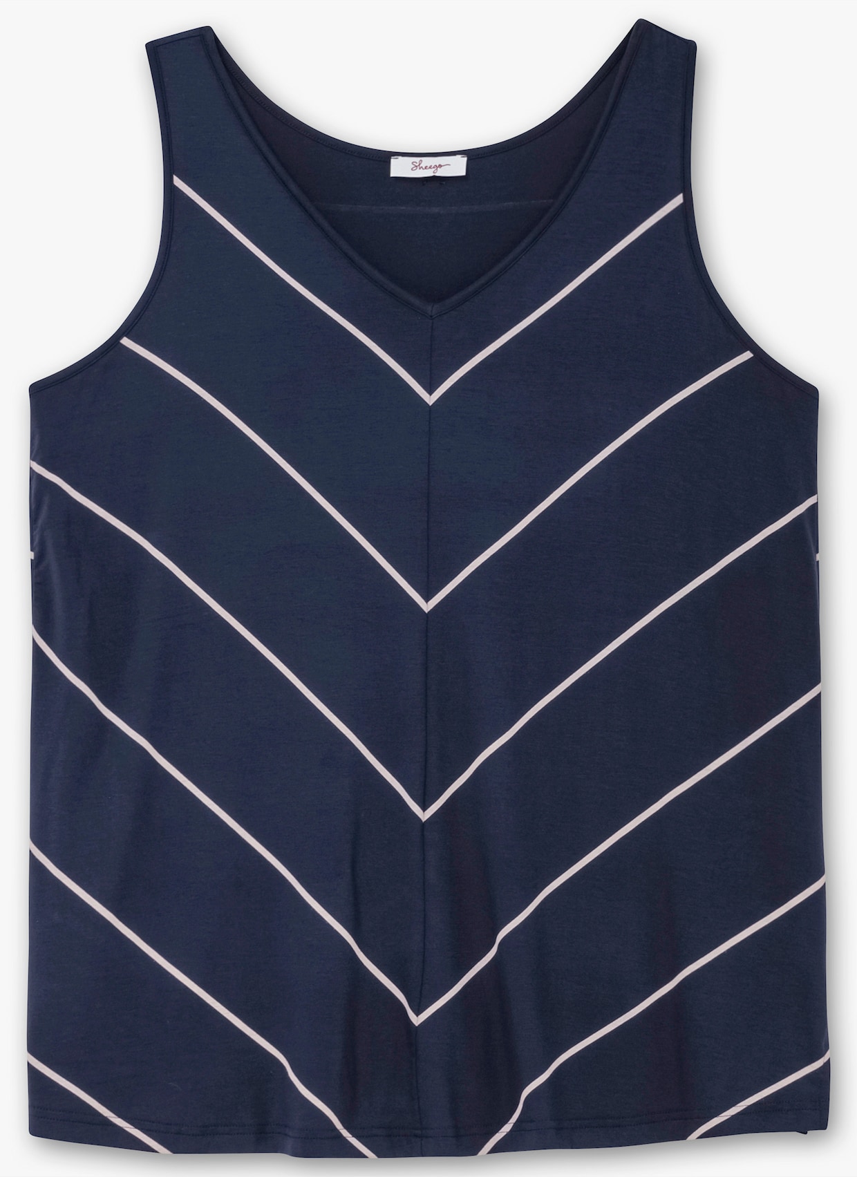sheego Lange top - diepblauw gestreept