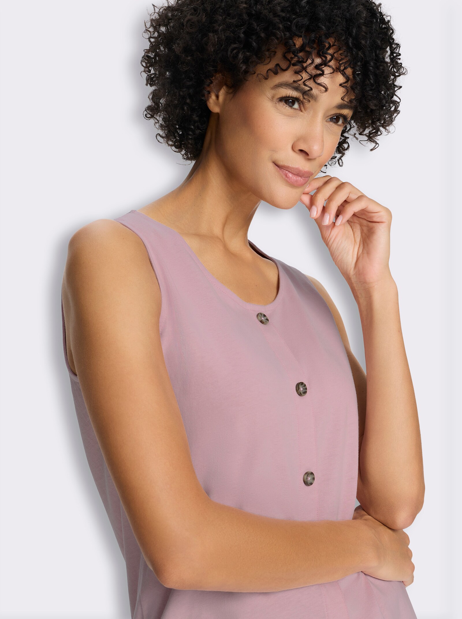 Shirttop mit imitierter Knopfleiste - rosé