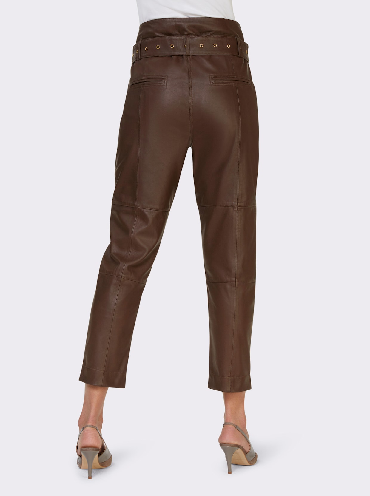 heine Pantalon en cuir - chocolat