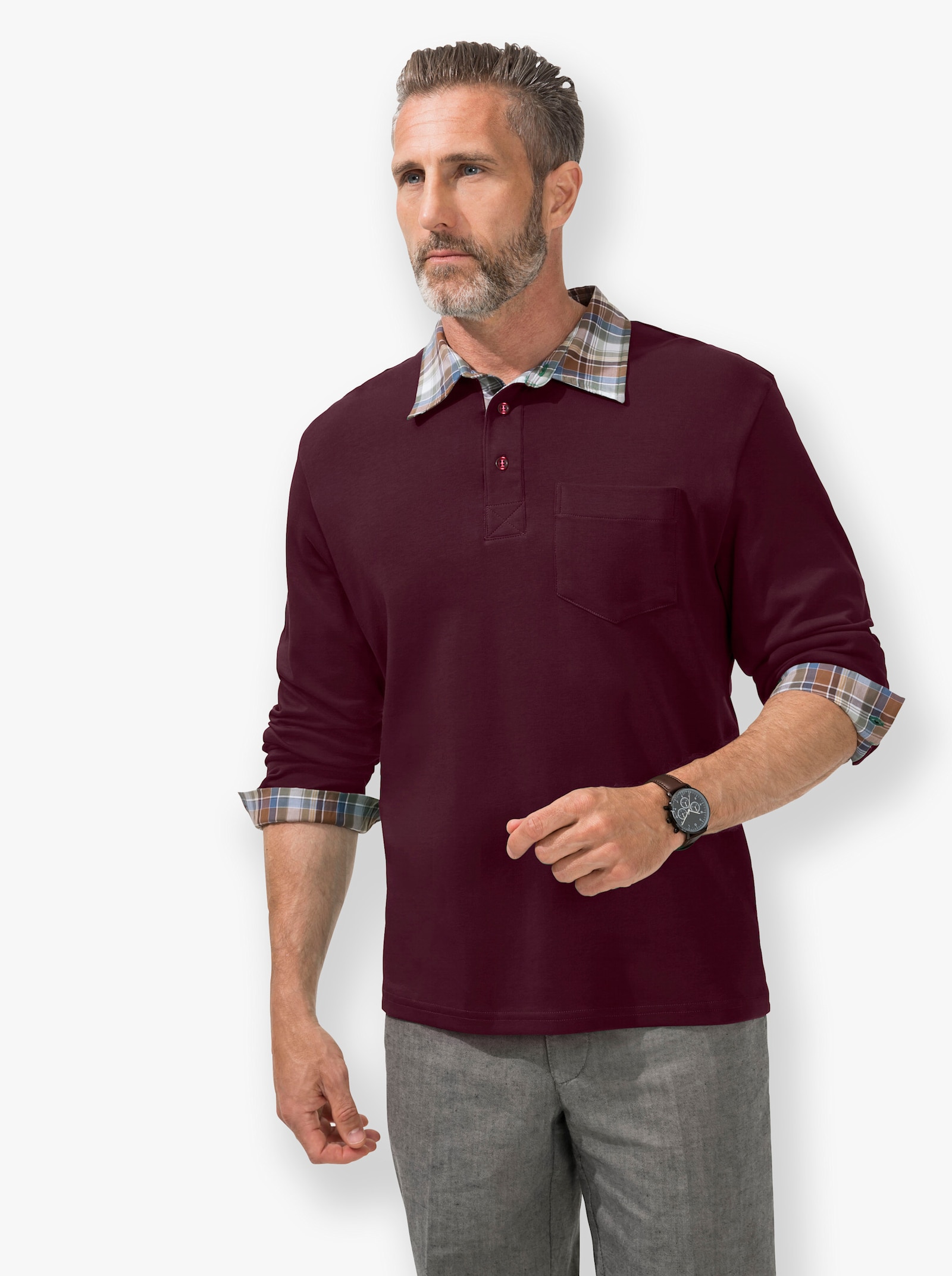 Poloshirt met lange mouwen - bordeaux