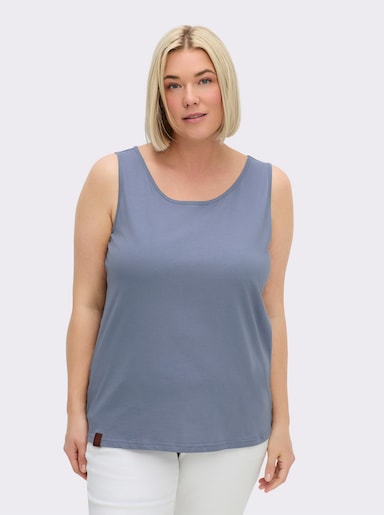 Shirttop aus reiner Baumwolle - taubenblau