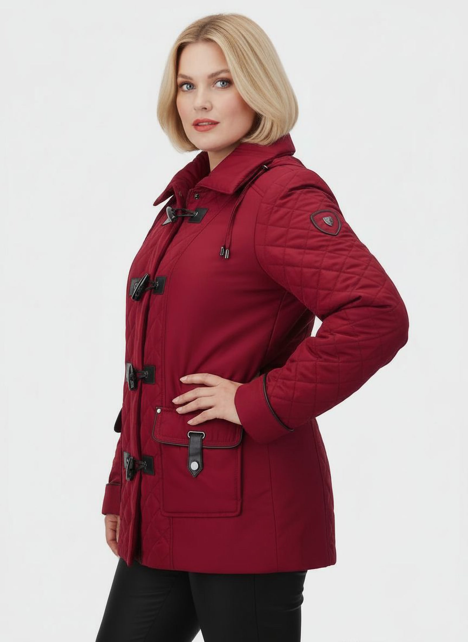 Steppjacke mit aufgesetzten Pattentaschen - dunkelrot