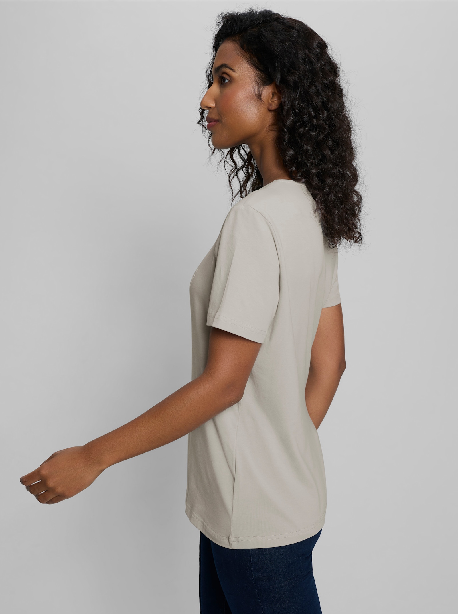 heine Shirt mit Schriftzug - hellgrau