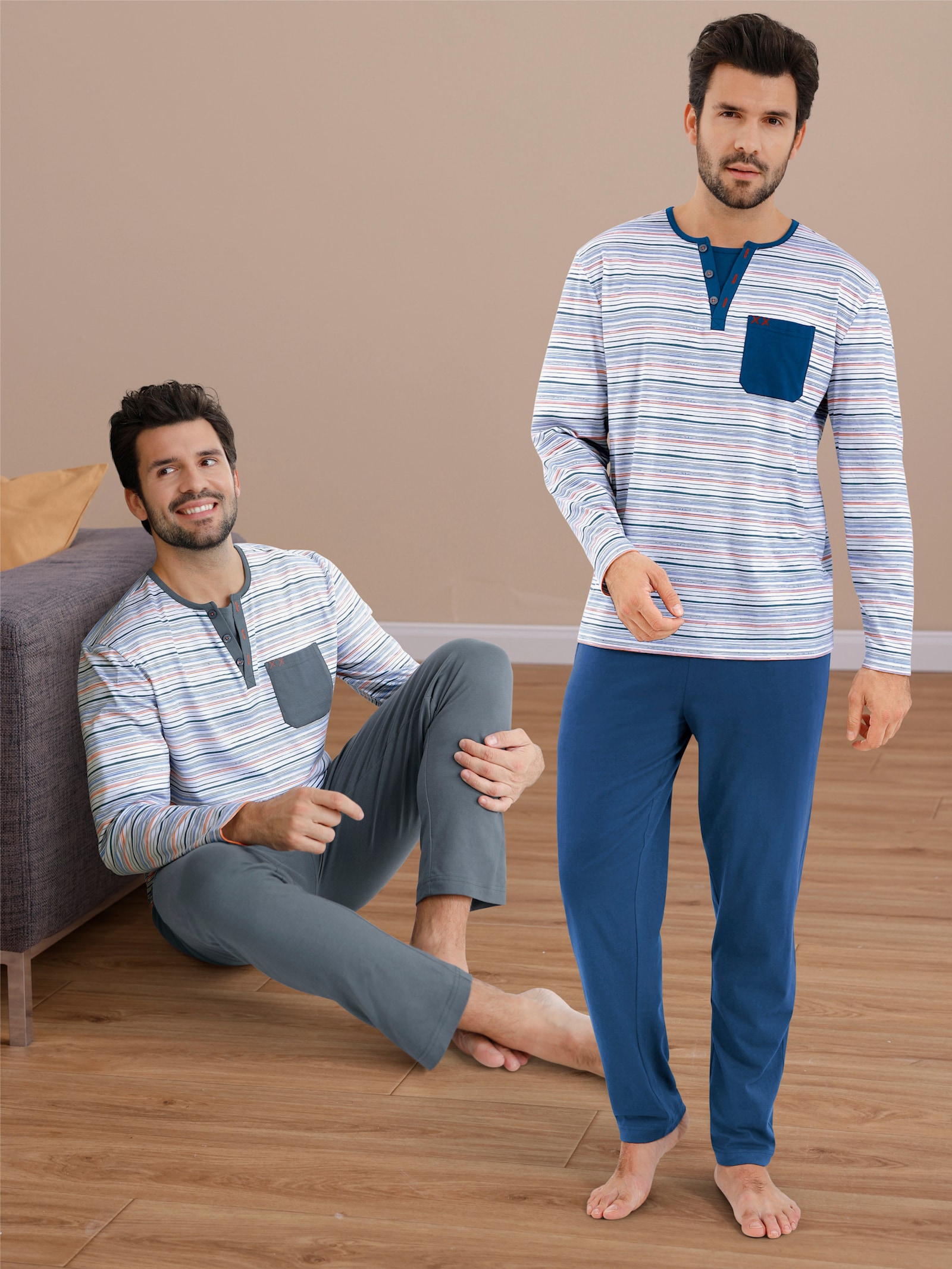 wäschepur men Schlafanzüge - anthrazit + marine