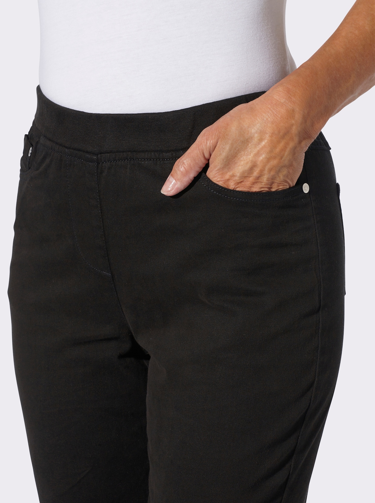 7/8-Jeans mit Jersey-Bund in softer Qualität - schwarz