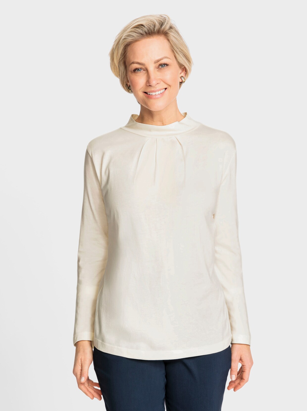 Shirt met opstaande kraag - champagne