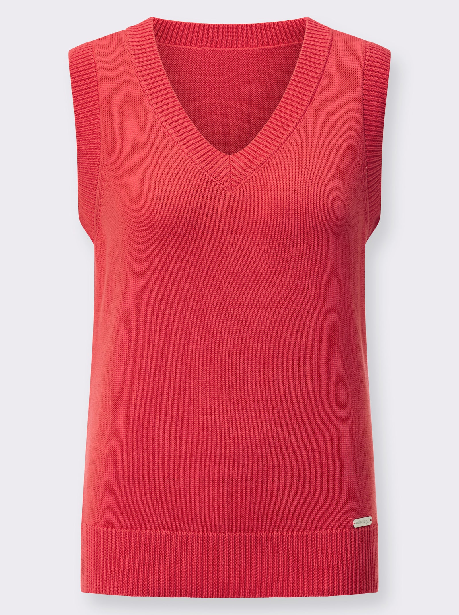 Slip-over met ribboorden - koraalrood