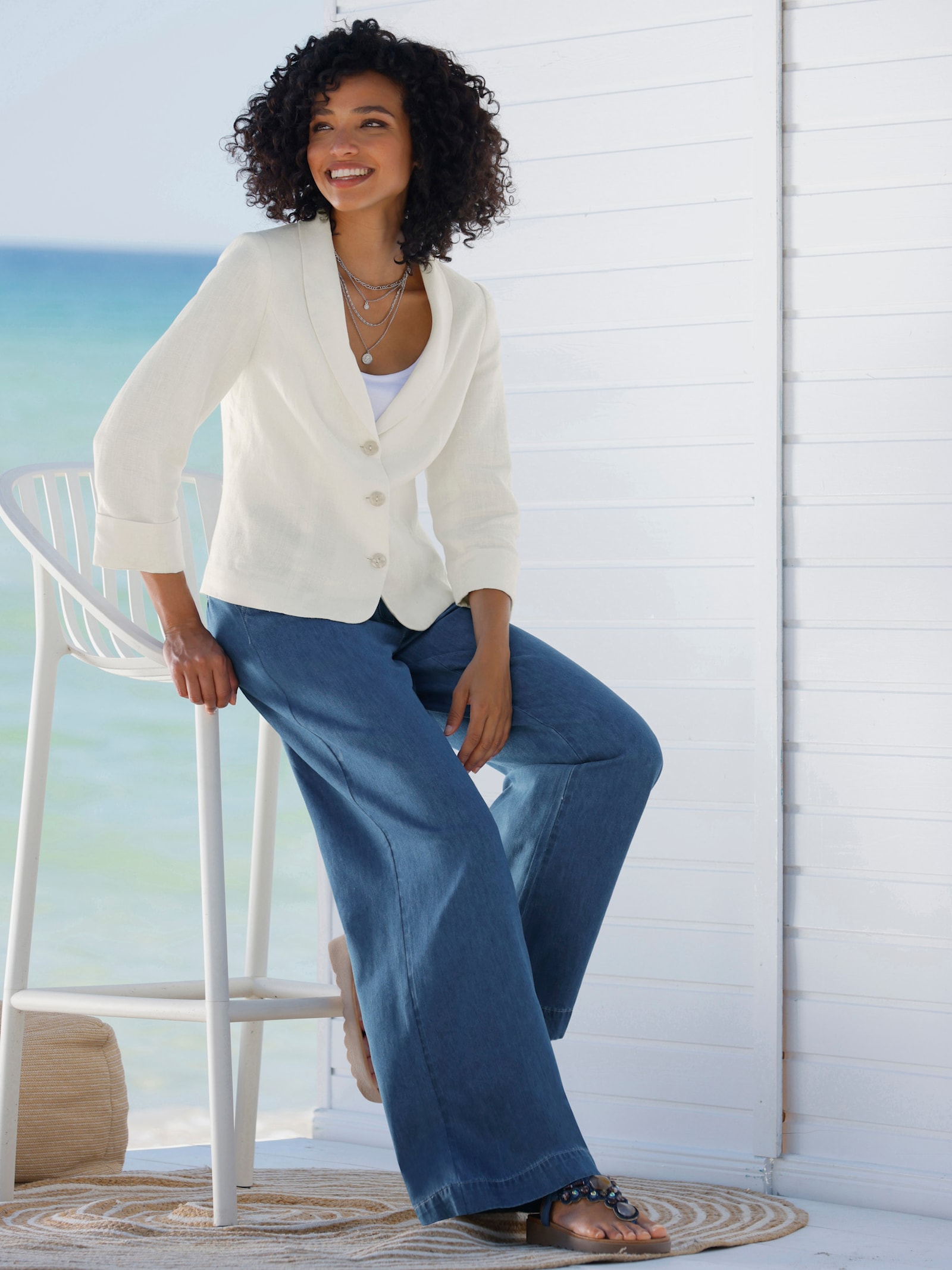 heine Jeans mit weitem Bein - jeansblau