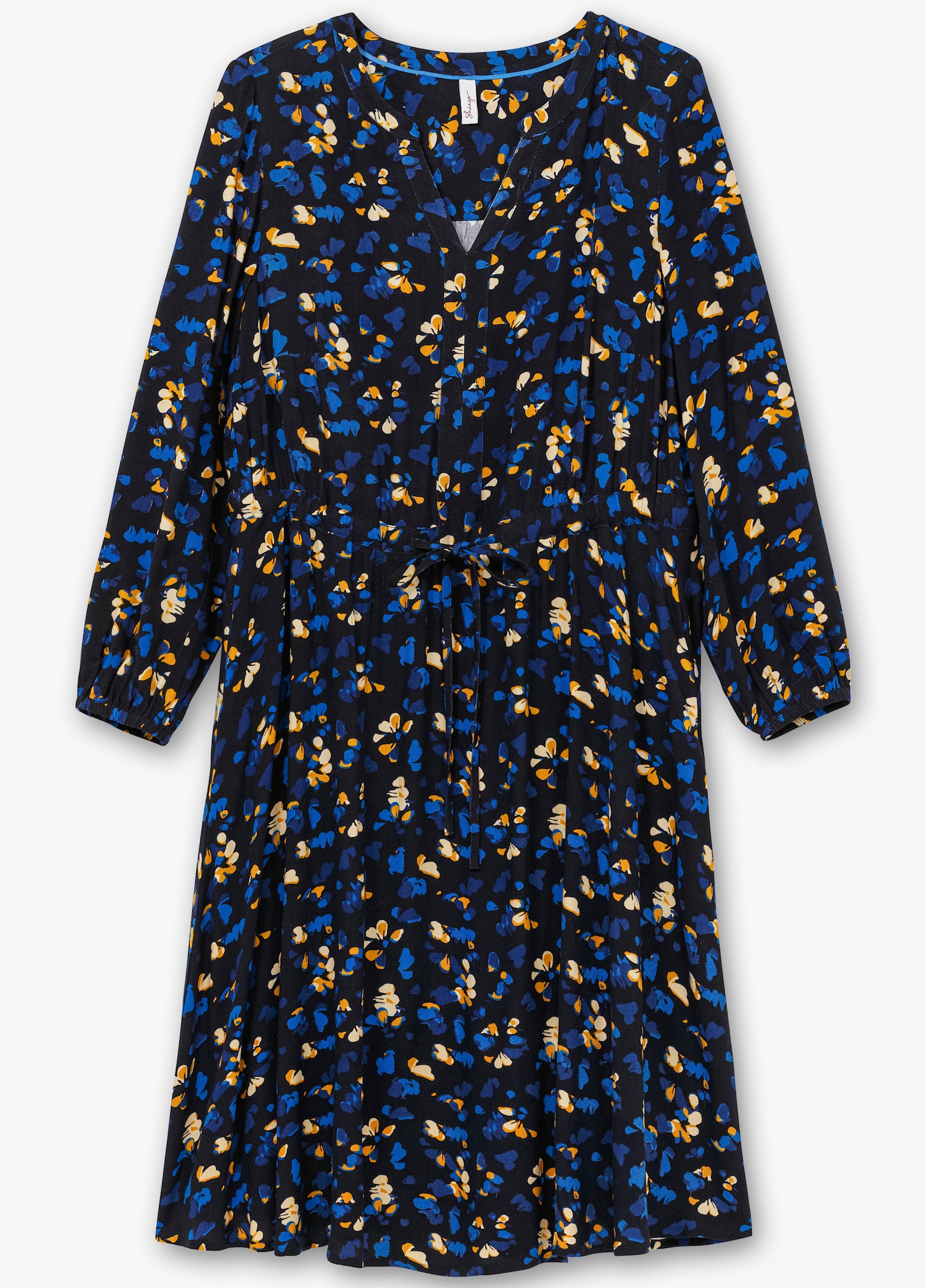sheego Druckkleid mit Blumendruck, aus Viskose-Twill - tiefblau-gemustert