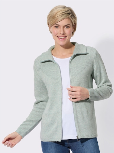 Strickjacke - kalkmint-hellgrau-meliert