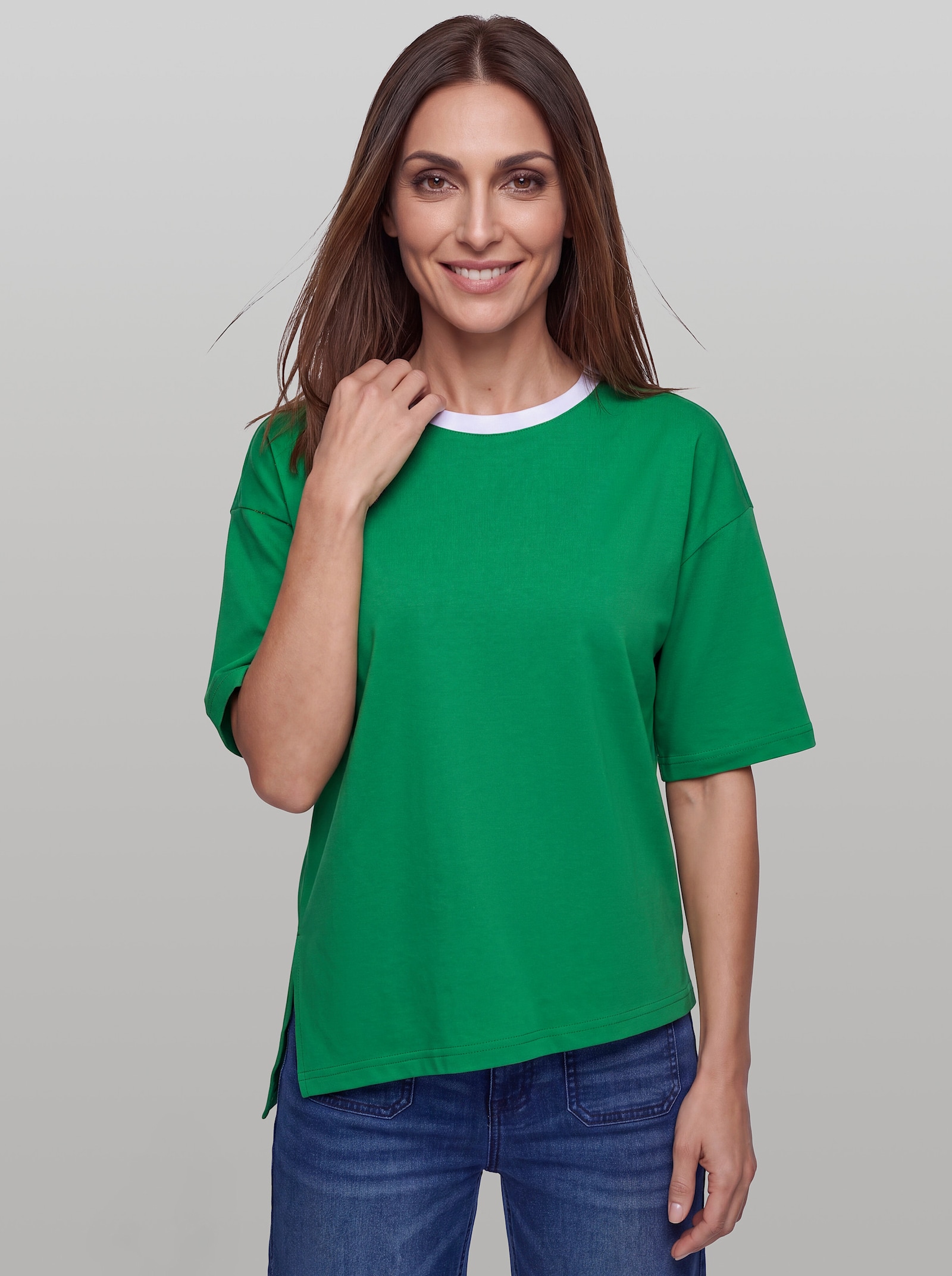 heine Kurzarmshirt mit asymmetrischem Saum - grasgrün