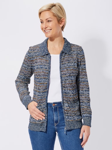 Strickjacke - blau-gemustert