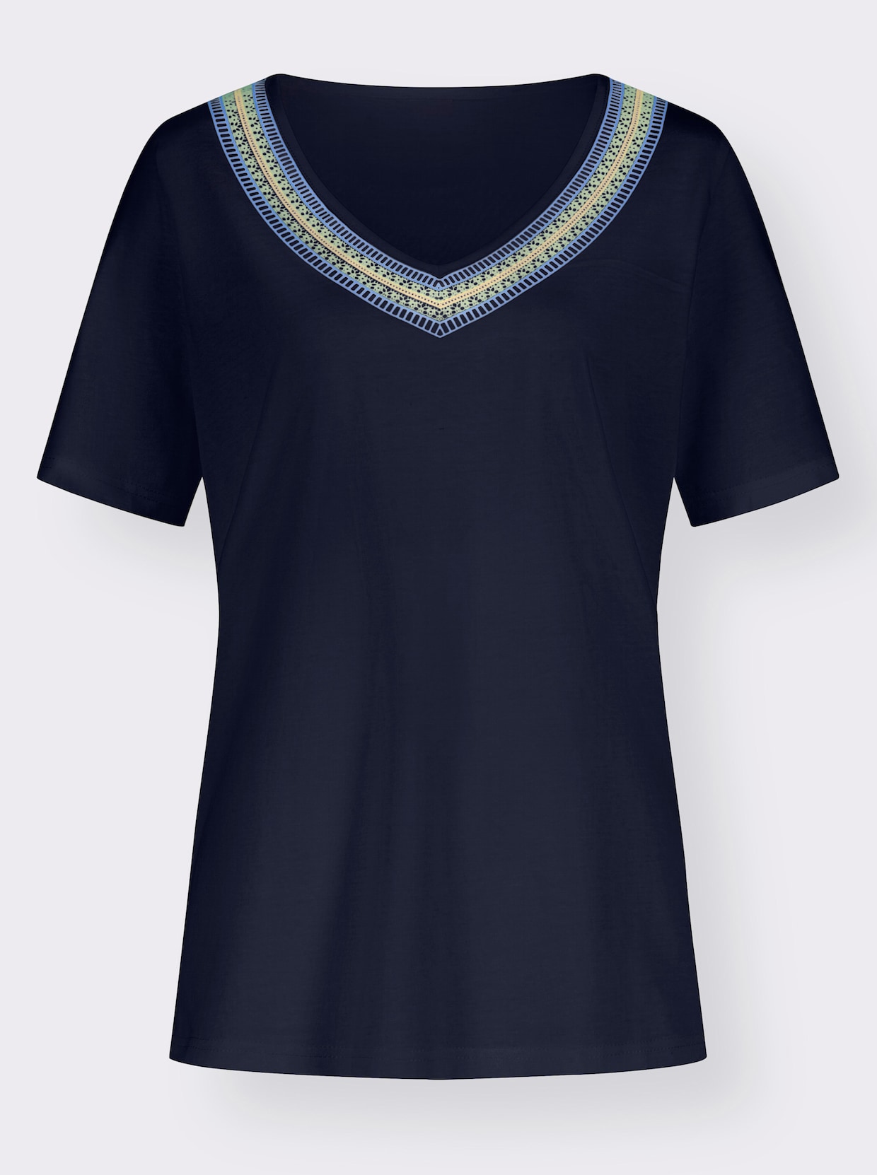 V-Shirt - marine-himmelblau