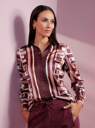 heine Druckbluse mit Grafik-Dessin - burgund-mauve-bedruckt