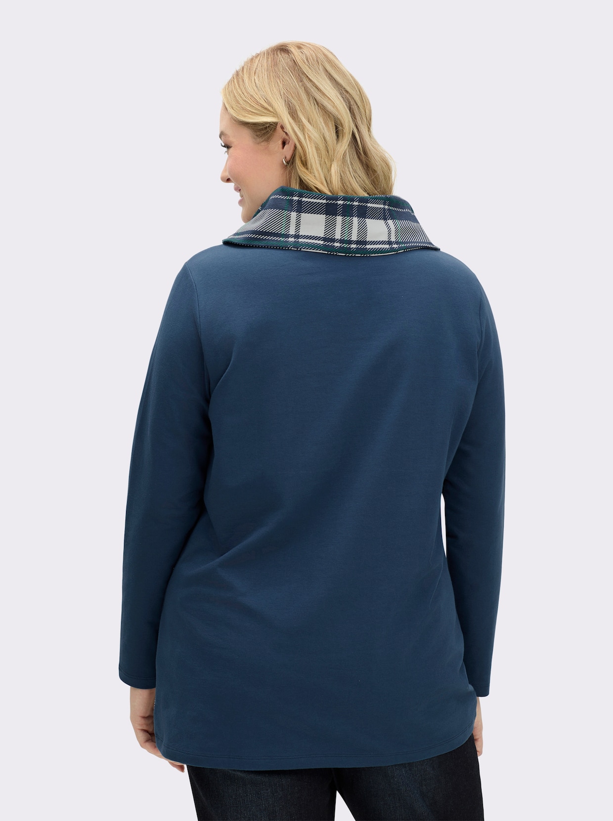 Sweatshirt - dunkelblau-weiß-gemustert